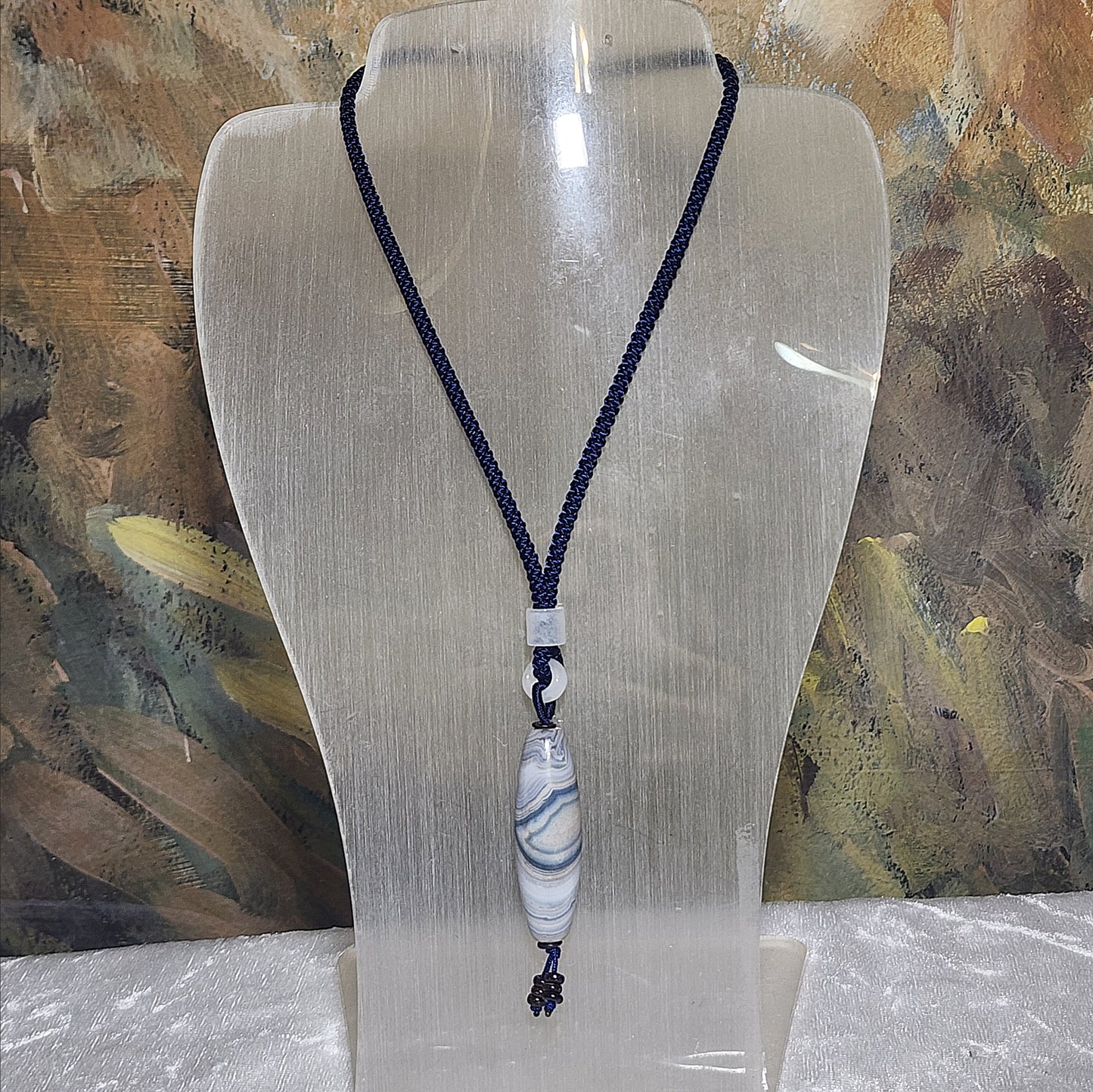 43.3mm Premium Tibetan Sardonyx Natural Eye Buddha Eye Dzi pendant blue hue cream white 精品藏传缠丝玛瑙蓝沁奶白天眼佛眼黄财神天珠