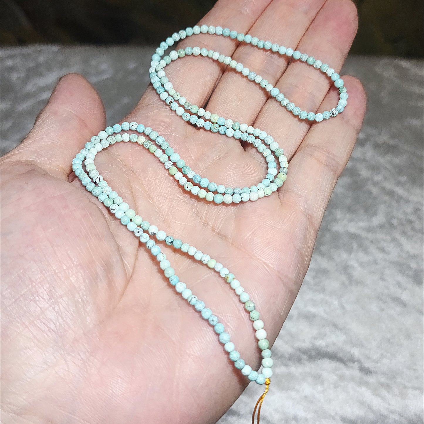 2.7mm Natural untreated Hubei Turquoise light blue green necklace/necklace cord 天然原矿湖北松石淡蓝绿项链挂绳
