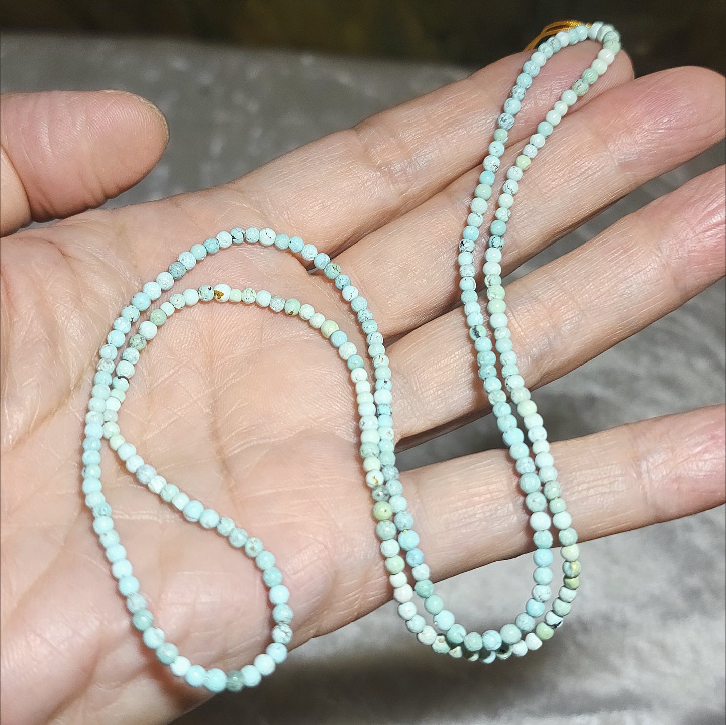 2.7mm Natural untreated Hubei Turquoise light blue green necklace/necklace cord 天然原矿湖北松石淡蓝绿项链挂绳