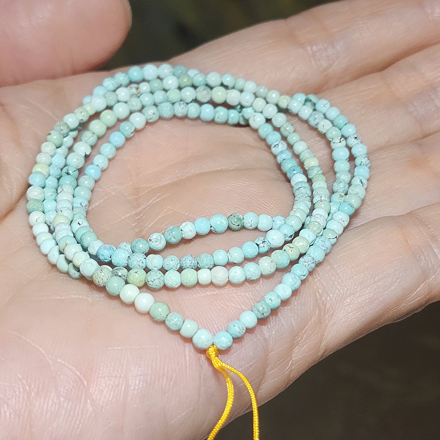 2.7mm Natural untreated Hubei Turquoise light blue green necklace/necklace cord 天然原矿湖北松石淡蓝绿项链挂绳
