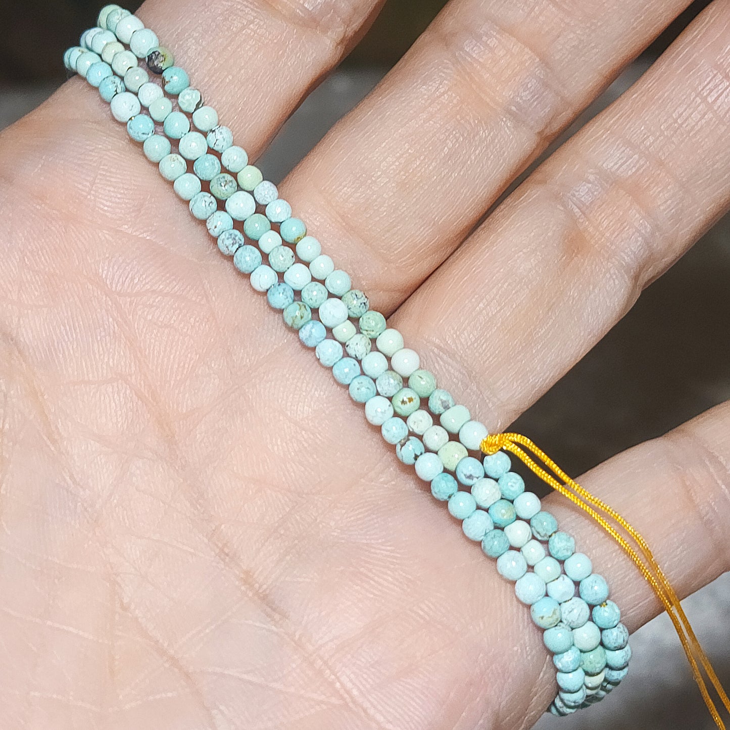2.7mm Natural untreated Hubei Turquoise light blue green necklace/necklace cord 天然原矿湖北松石淡蓝绿项链挂绳