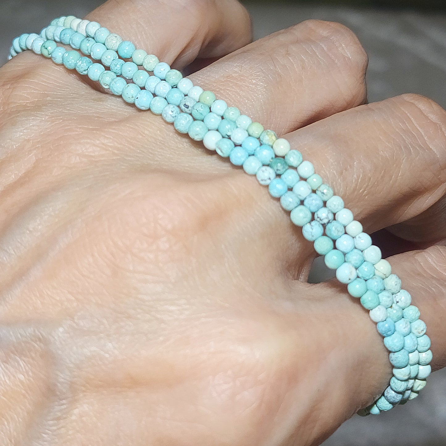 2.7mm Natural untreated Hubei Turquoise light blue green necklace/necklace cord 天然原矿湖北松石淡蓝绿项链挂绳