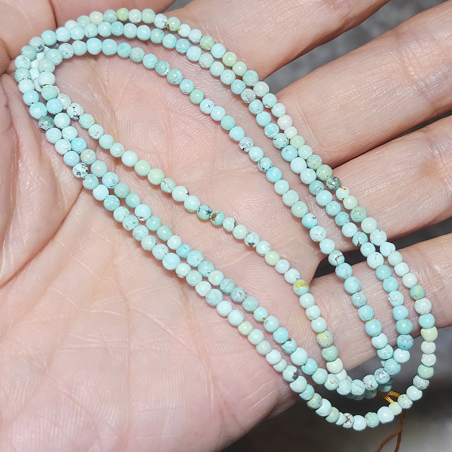 2.7mm Natural untreated Hubei Turquoise light blue green necklace/necklace cord 天然原矿湖北松石淡蓝绿项链挂绳