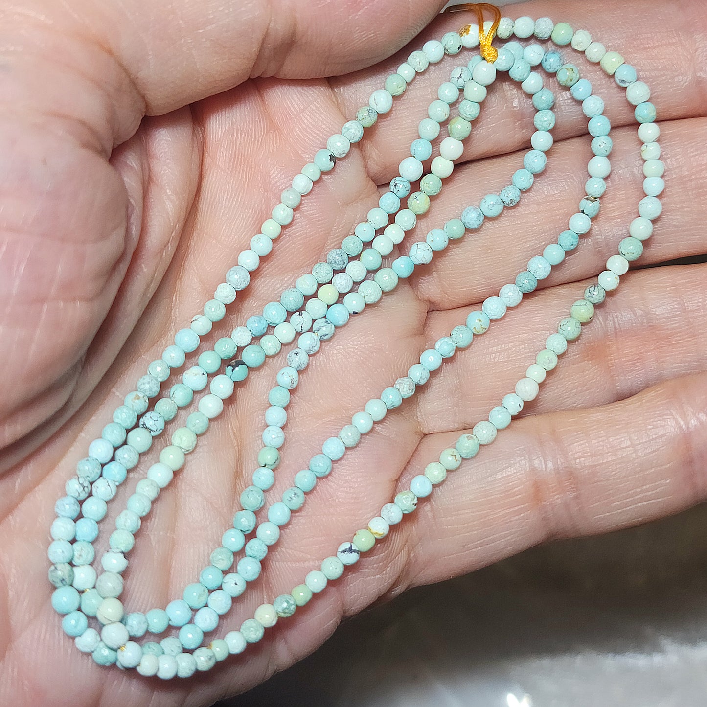 2.7mm Natural untreated Hubei Turquoise light blue green necklace/necklace cord 天然原矿湖北松石淡蓝绿项链挂绳