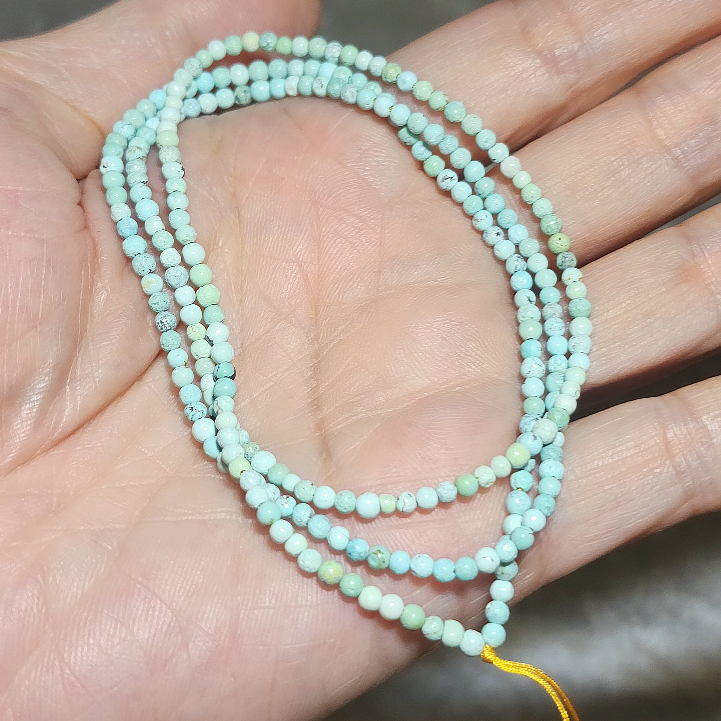 2.7mm Natural untreated Hubei Turquoise light blue green necklace/necklace cord 天然原矿湖北松石淡蓝绿项链挂绳