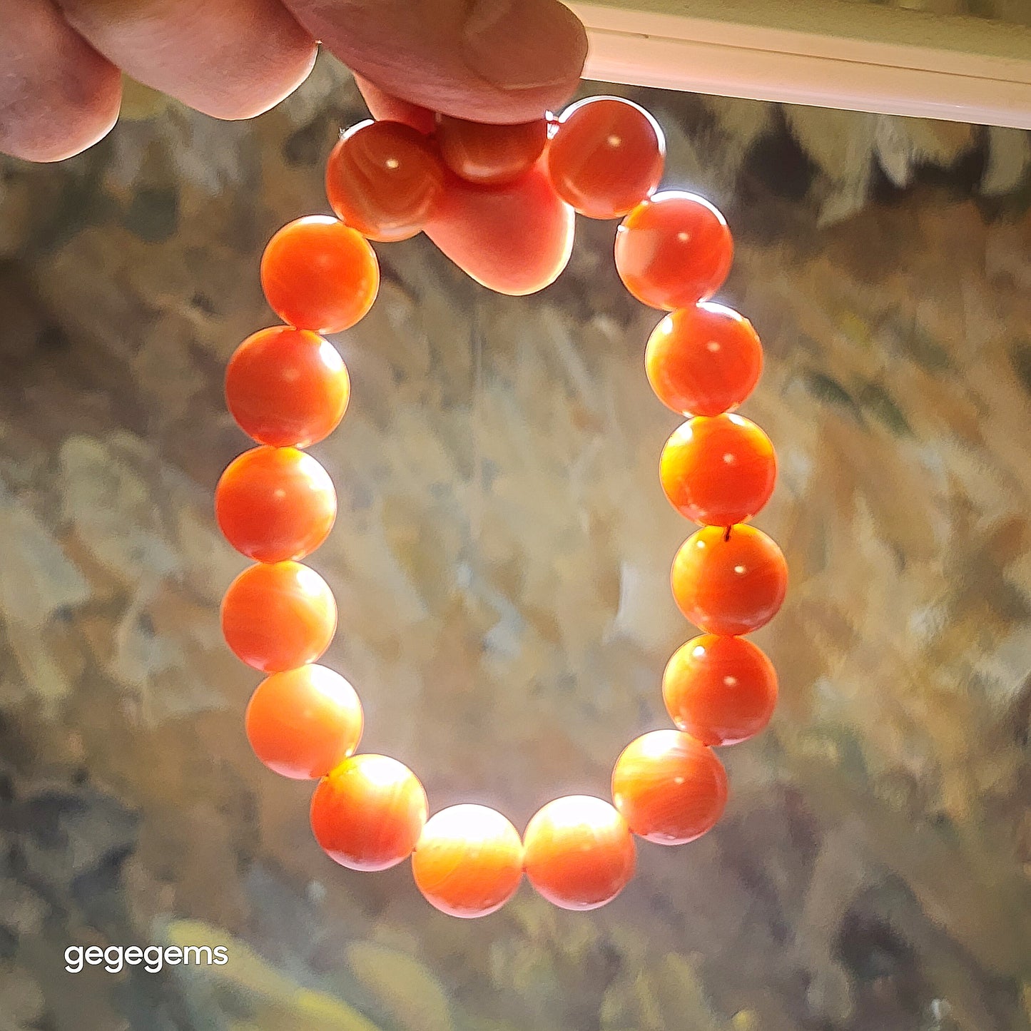 13mm Premium Baoshan Nan Hong "salmon red" bracelet 优质保山南红"三文鱼红"手链