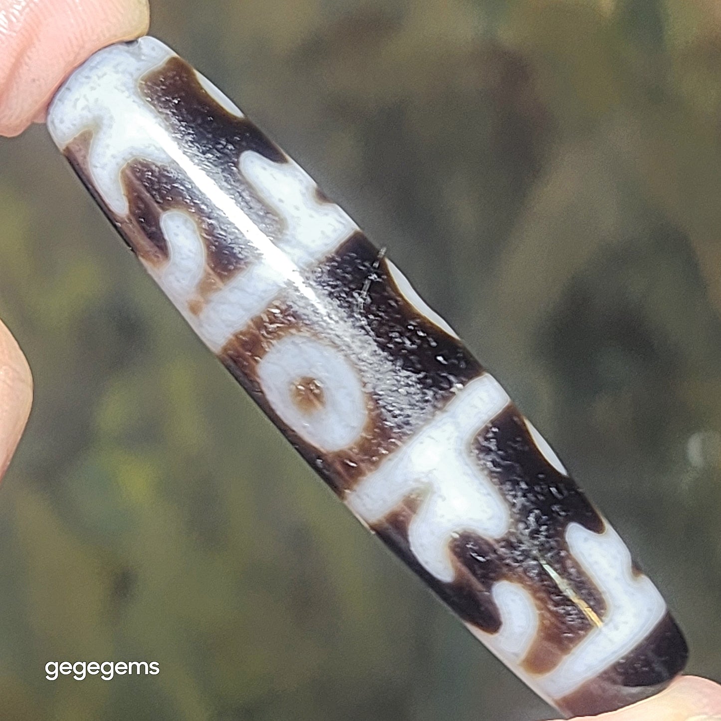 56.3mm Aged Tibetan Agate 3 Eyes Dharma Vajra Dzi pendant 藏传老矿玛瑙三眼莲师法器天珠(送項链绳)