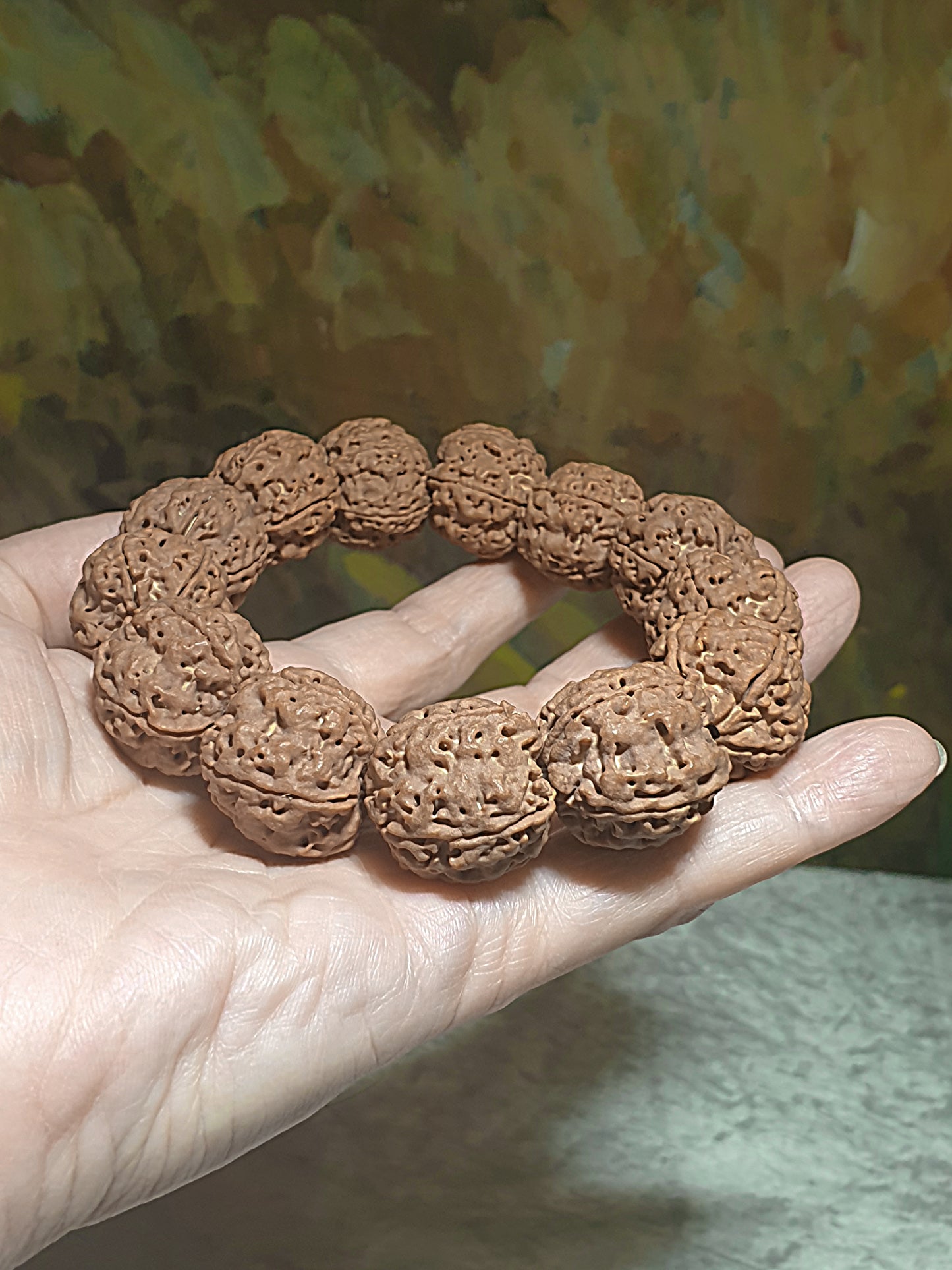 23mm+ Nepal Rudraksha high altitude (dense & high natural oil contents) Panlong Double Dragon 5 Mukhi (faces) bracelet/handheld 23毫米+ 尼泊尔大金刚菩提子五瓣超高密度高山安娜铁籽盘龙双龙手链/手持