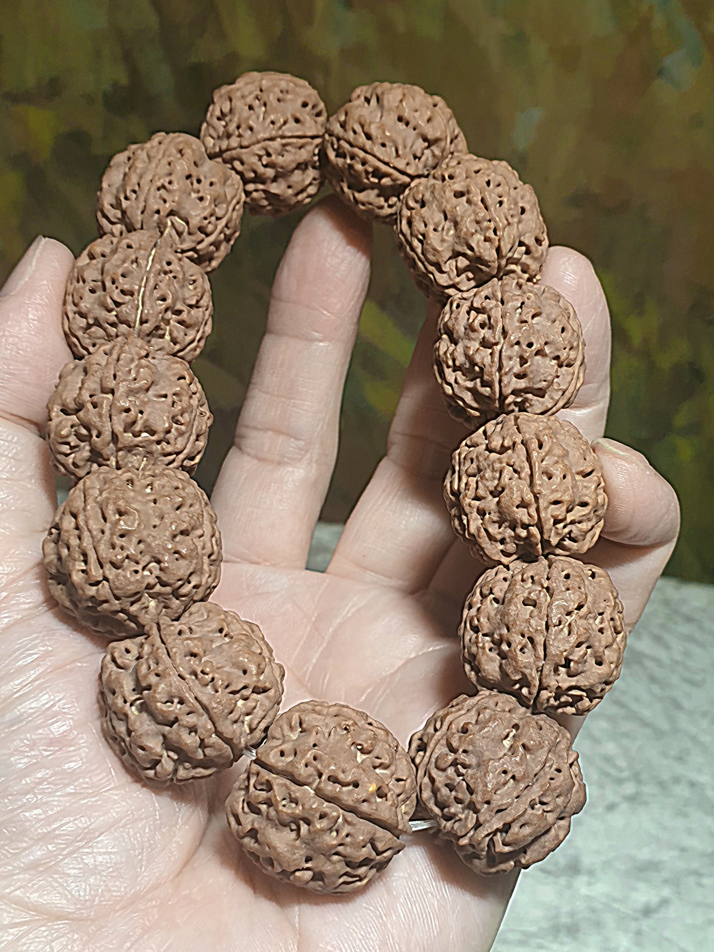 23mm+ Nepal Rudraksha high altitude (dense & high natural oil contents) Panlong Double Dragon 5 Mukhi (faces) bracelet/handheld 23毫米+ 尼泊尔大金刚菩提子五瓣超高密度高山安娜铁籽盘龙双龙手链/手持
