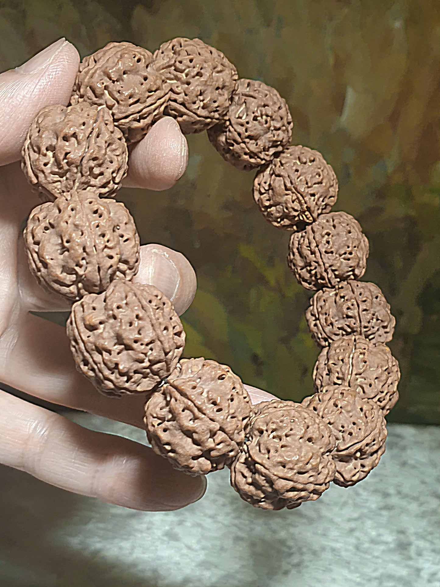 23mm+ Nepal Rudraksha high altitude (dense & high natural oil contents) Panlong Double Dragon 5 Mukhi (faces) bracelet/handheld 23毫米+ 尼泊尔大金刚菩提子五瓣超高密度高山安娜铁籽盘龙双龙手链/手持