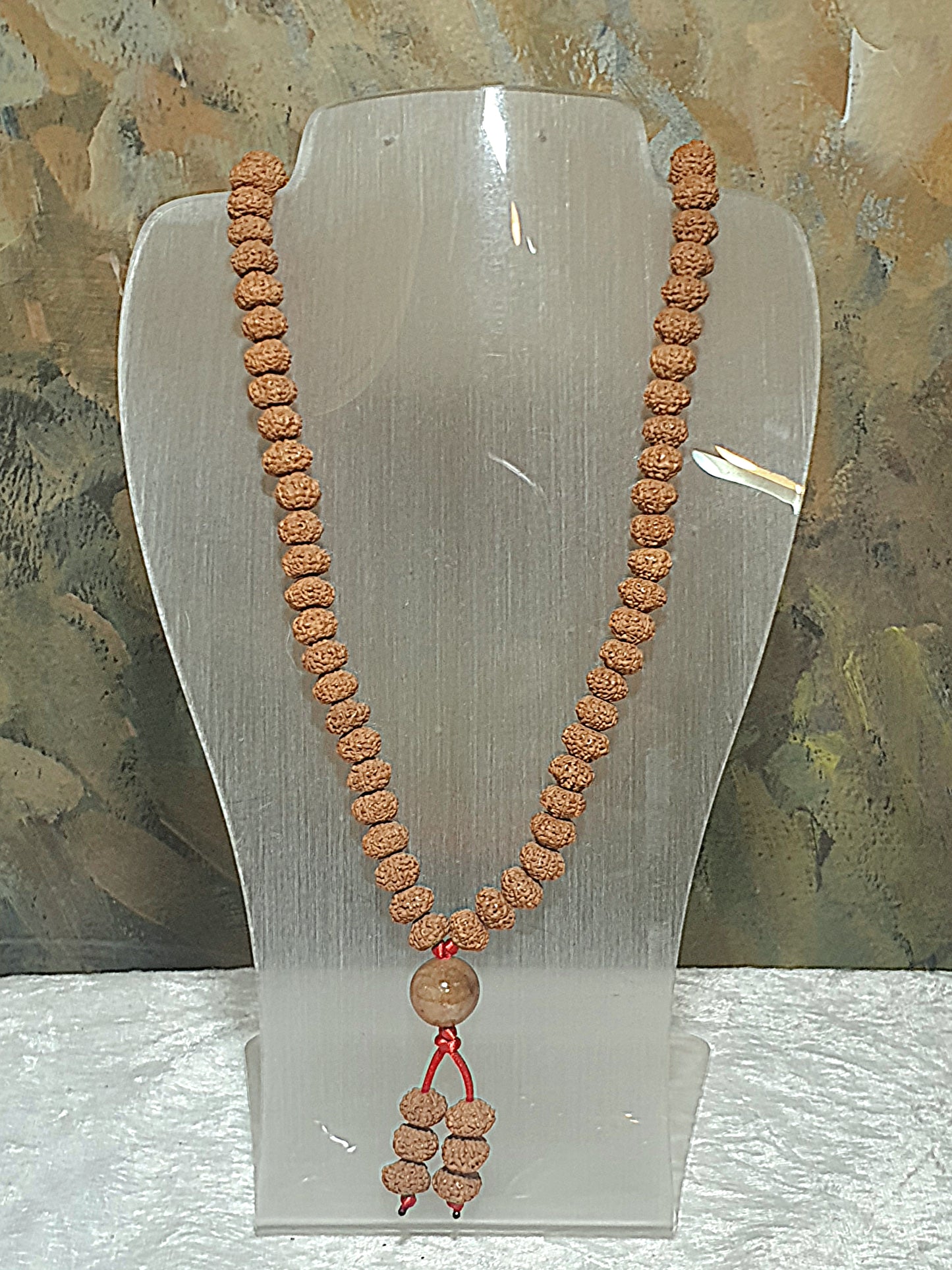 9.5mm 9-Mukhi (Faces) abacus shape Rudraksha with 14mm Yellow Jadeite 108 mala beads/necklace 9.5毫米九瓣飞碟小金刚菩提配14毫米黄翡108念珠/项链