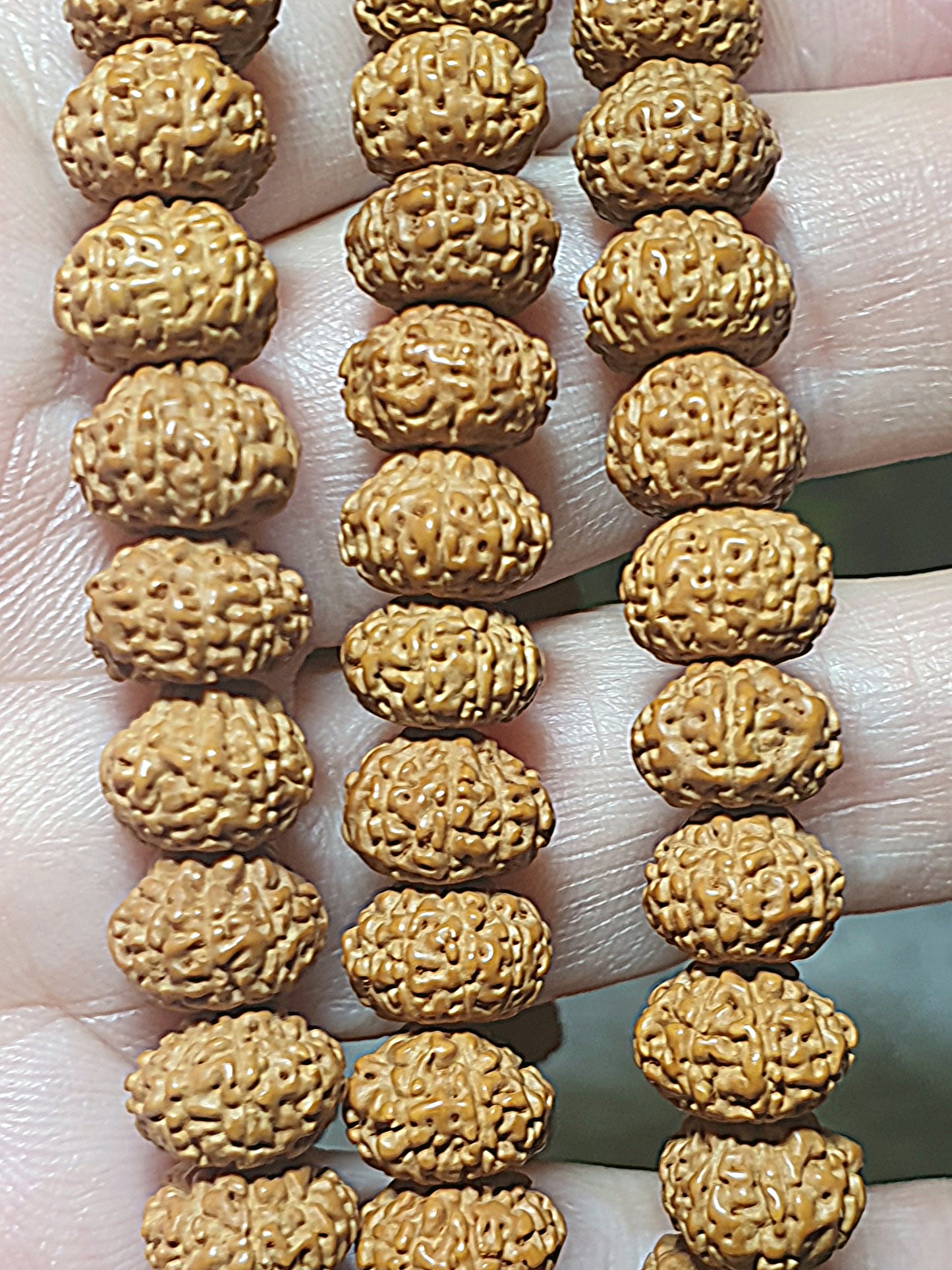 9.5mm 9-Mukhi (Faces) abacus shape Rudraksha with 14mm Yellow Jadeite 108 mala beads/necklace 9.5毫米九瓣飞碟小金刚菩提配14毫米黄翡108念珠/项链