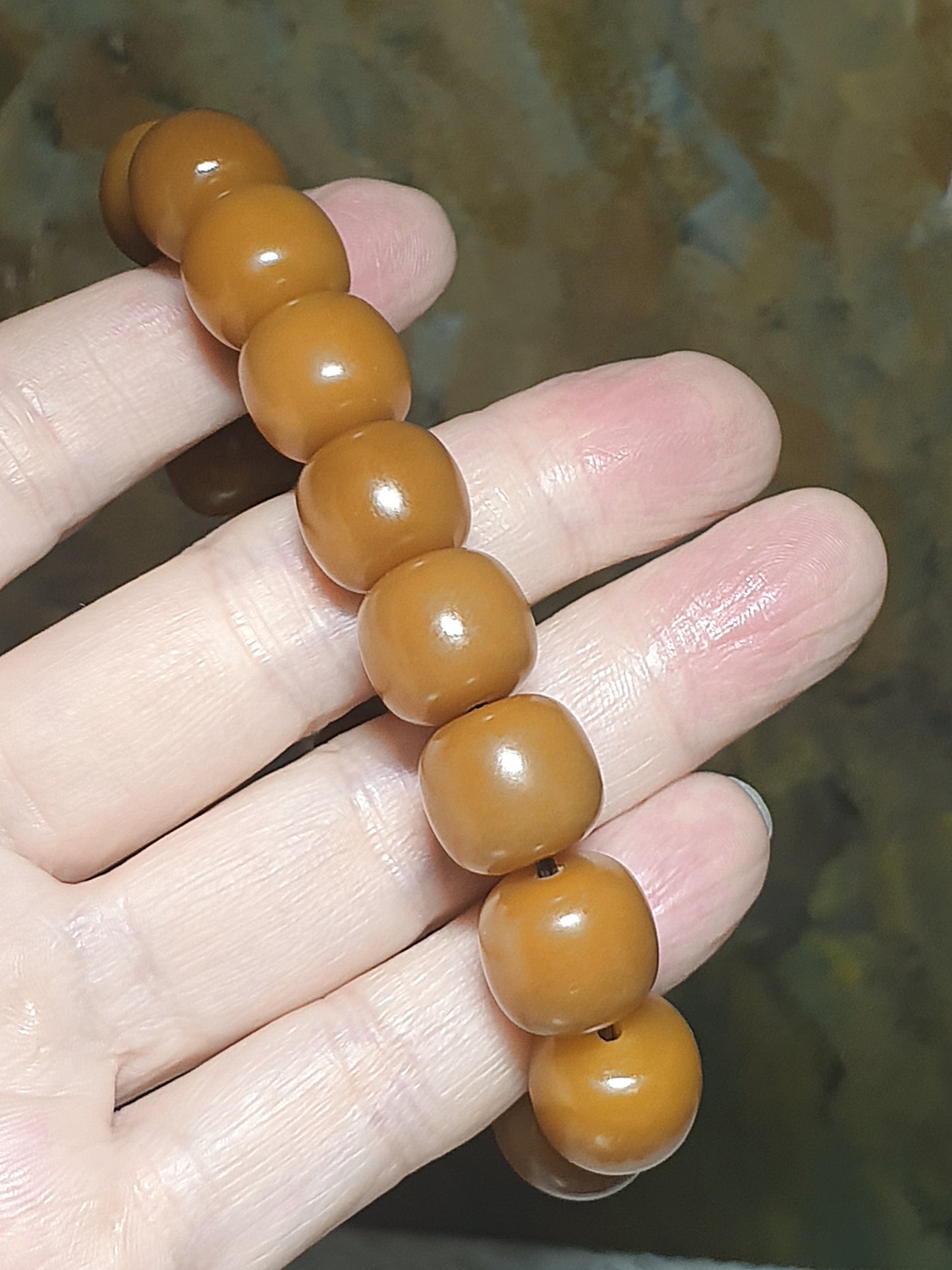 13.3mm "Bodhi Root (seeds of Corypha umbraculifea)" aged naturally turned brownish traditional old style cut beads bracelet 13.3毫米风化菩提根老型珠手串