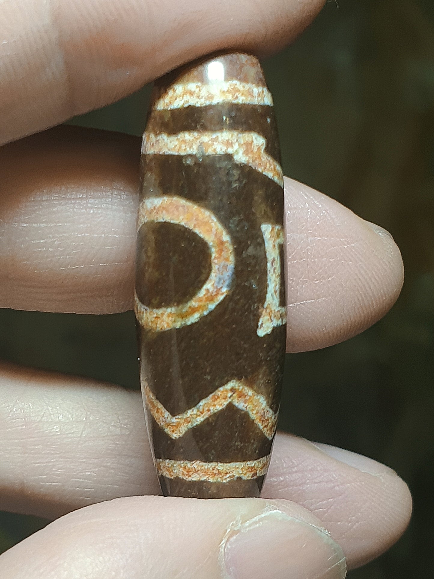 38.6mm Aged Tibetan Xang Xung (Zhang Zhung) "Xi Zeng Haui Xhu" Dzi with lots of very fine red spots pendant (with certificate, necklace string) 38.6毫米西藏老矿象雄满细朱砂息增怀诛天珠吊坠(带证书 送项链绳)