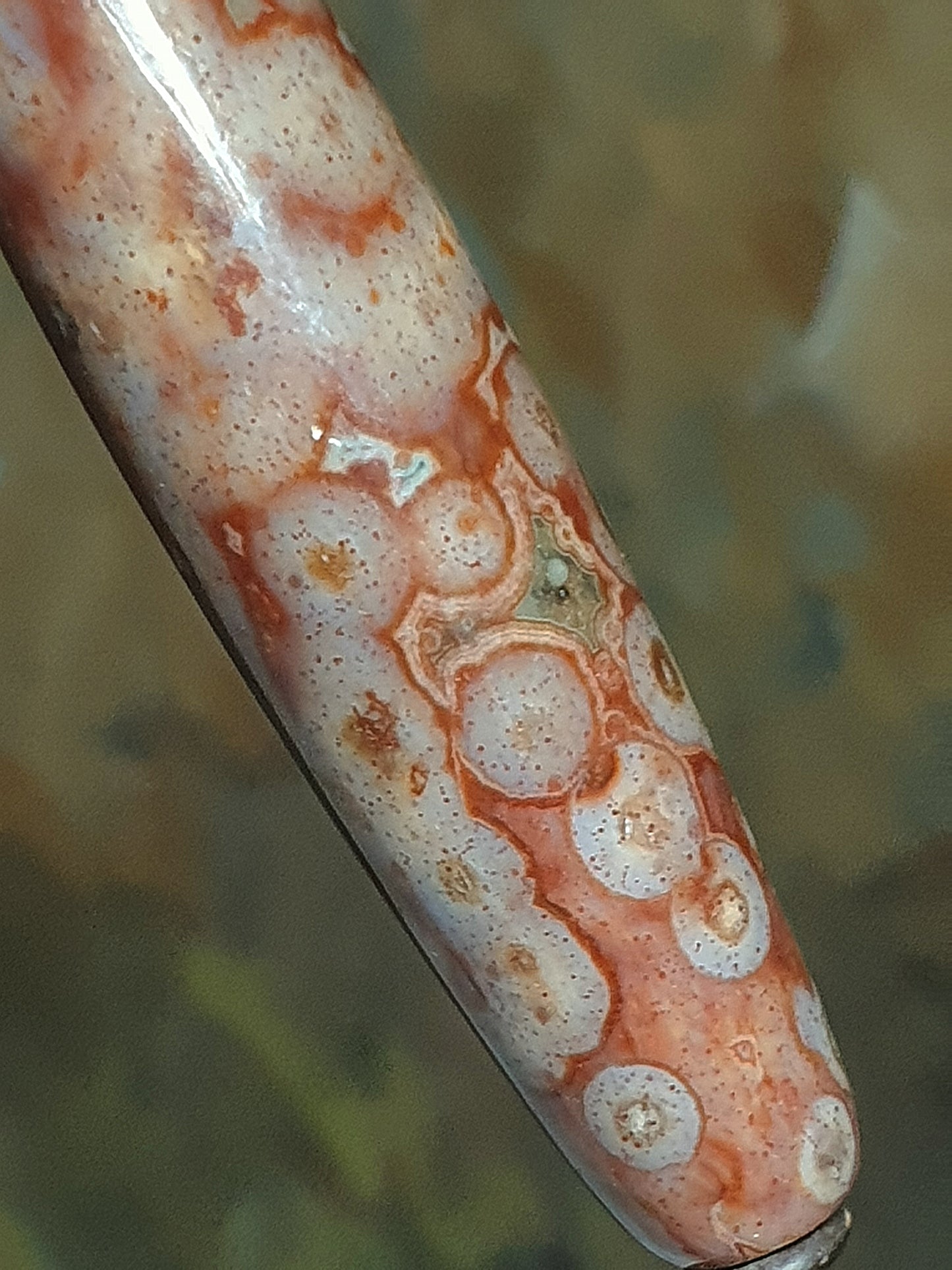 75mm Aged Tibetan Xang Xung (Zhang Zhung) Natural Eyes ("Heavenly Eyes") Dzi with lots of very fine red spots pendant (with certificate, necklace string) 75毫米西藏老矿象雄满细朱砂天眼天珠吊坠(带证书)