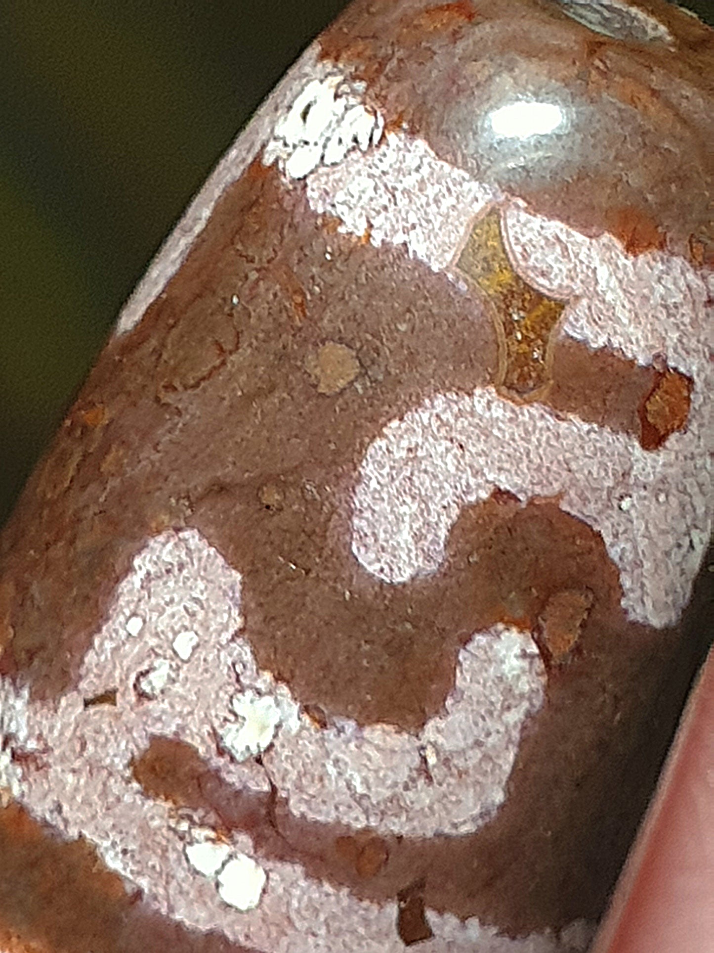 4cm Aged Tibetan Xang Xung (Zhang Zhung) Dharma Vajra Dzi with red spots and natural stone pattern (with certificate, necklace string) 4厘米西藏老矿象雄满细朱砂天然纹路莲师法器天珠(带证书 送项链绳)