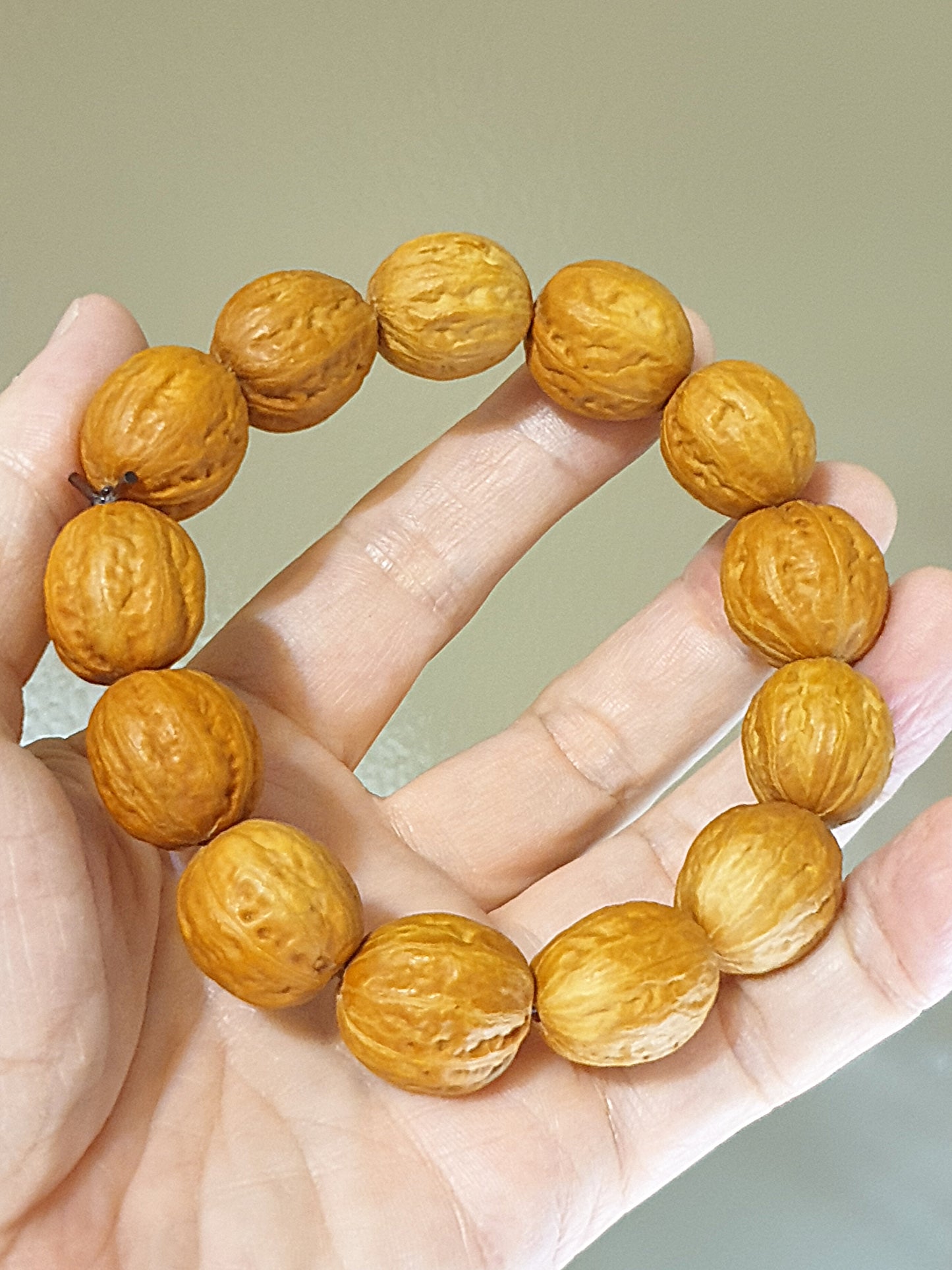 Rare small size 17mm Beijing Mentougou pinkish 8-ridge Walnuts bracelet/hand-held 罕见小尺寸17毫米北京门头沟粉红皮秋子八棱手链/手持