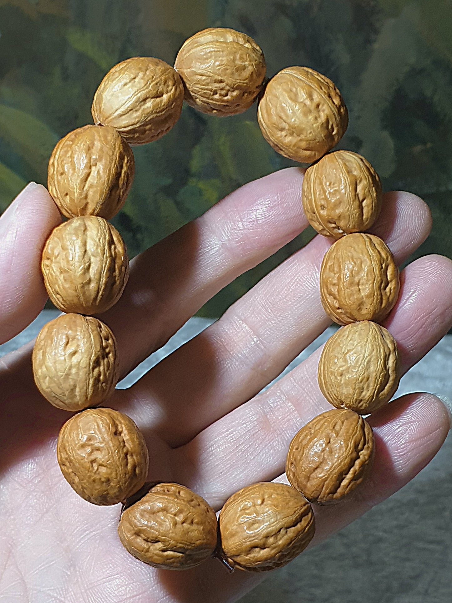 Rare small size 17mm Beijing Mentougou pinkish 8-ridge Walnuts bracelet/hand-held 罕见小尺寸17毫米北京门头沟粉红皮秋子八棱手链/手持