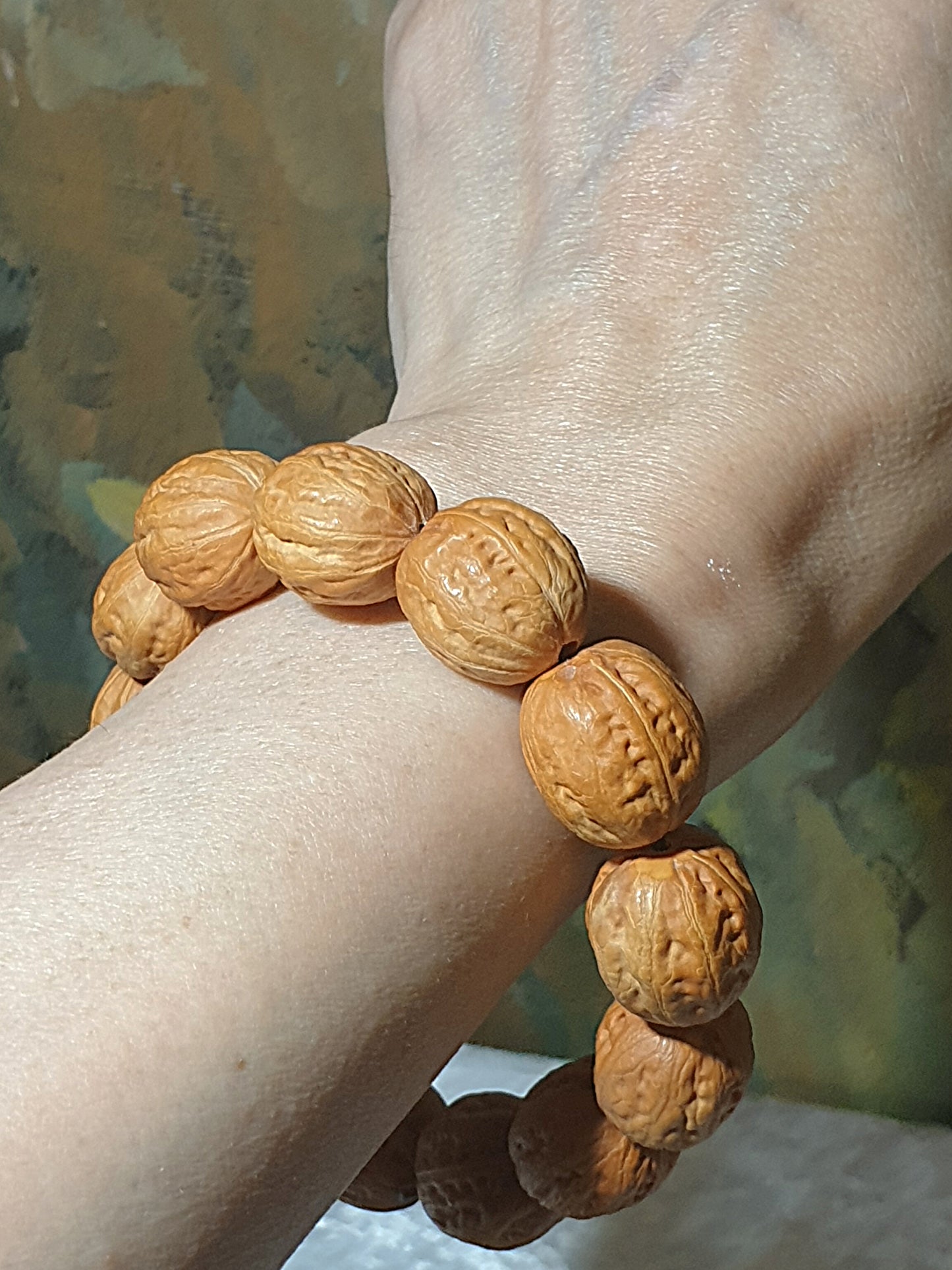 Rare small size 17mm Beijing Mentougou pinkish 8-ridge Walnuts bracelet/hand-held 罕见小尺寸17毫米北京门头沟粉红皮秋子八棱手链/手持