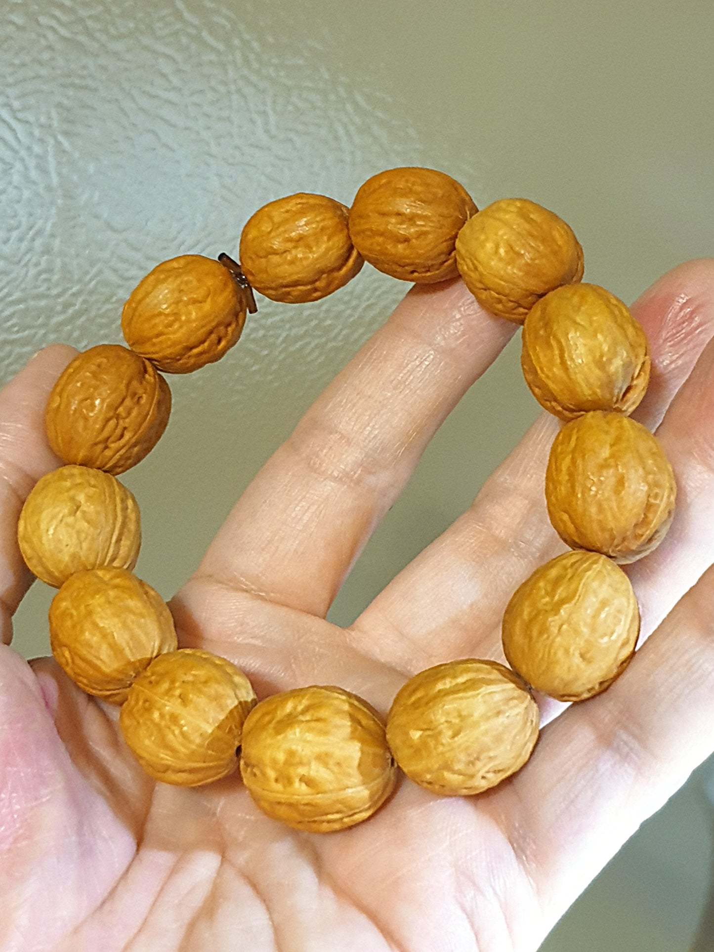 Rare small size 17mm Beijing Mentougou pinkish 8-ridge Walnuts bracelet/hand-held 罕见小尺寸17毫米北京门头沟粉红皮秋子八棱手链/手持