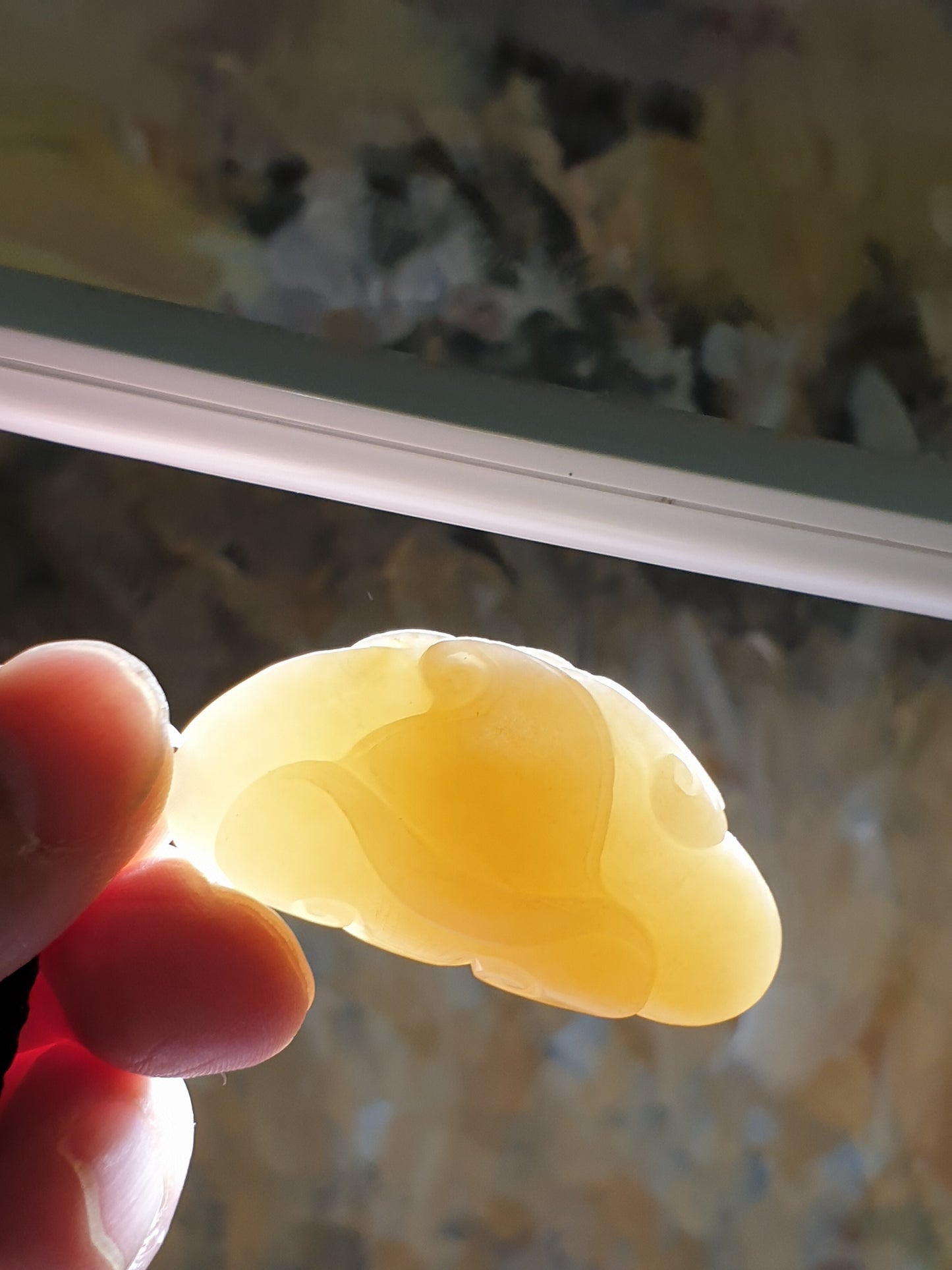 Premium Nephrite caramel brownish and warm whitish carved 3-Leg Toad (front), small Ruyi (next to the Toad) and a big Ruyi (back) Jade pendant (with certificate) 和田玉且末糖白三脚金蟾(前面)小如意(侧面)大如意(背面) 吊坠(带证书)