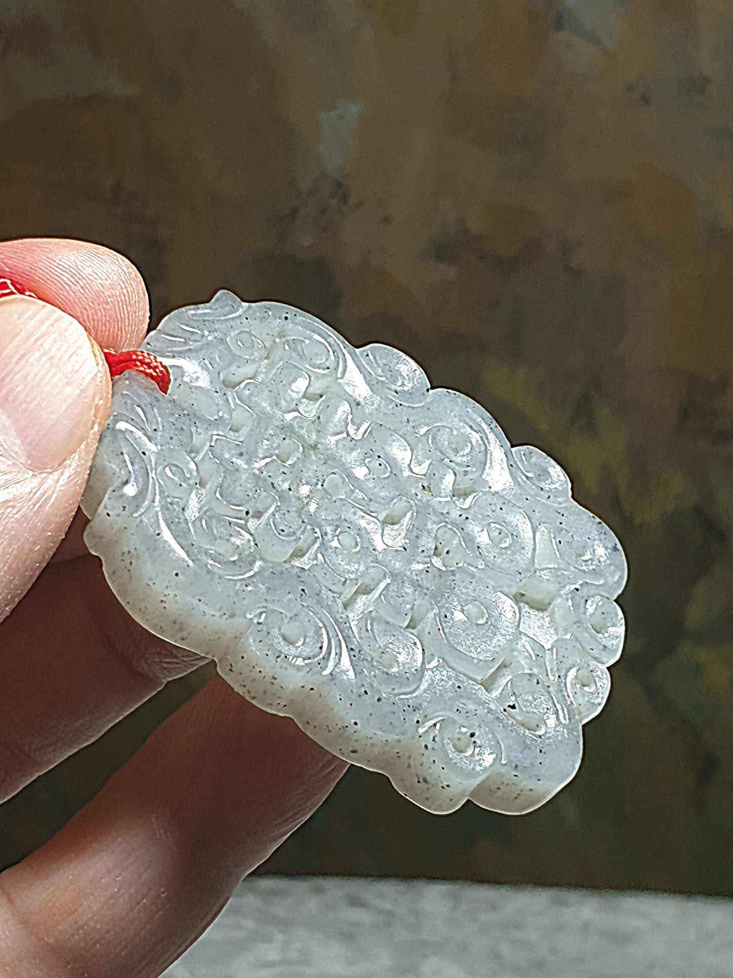 Premium Nephrite carved Dragon & Phoenix and Chinese character 囍 (Double Happiness) Jade pendant (with certificate) 和田玉青花龙凤囍(双喜)吊坠(带证书)