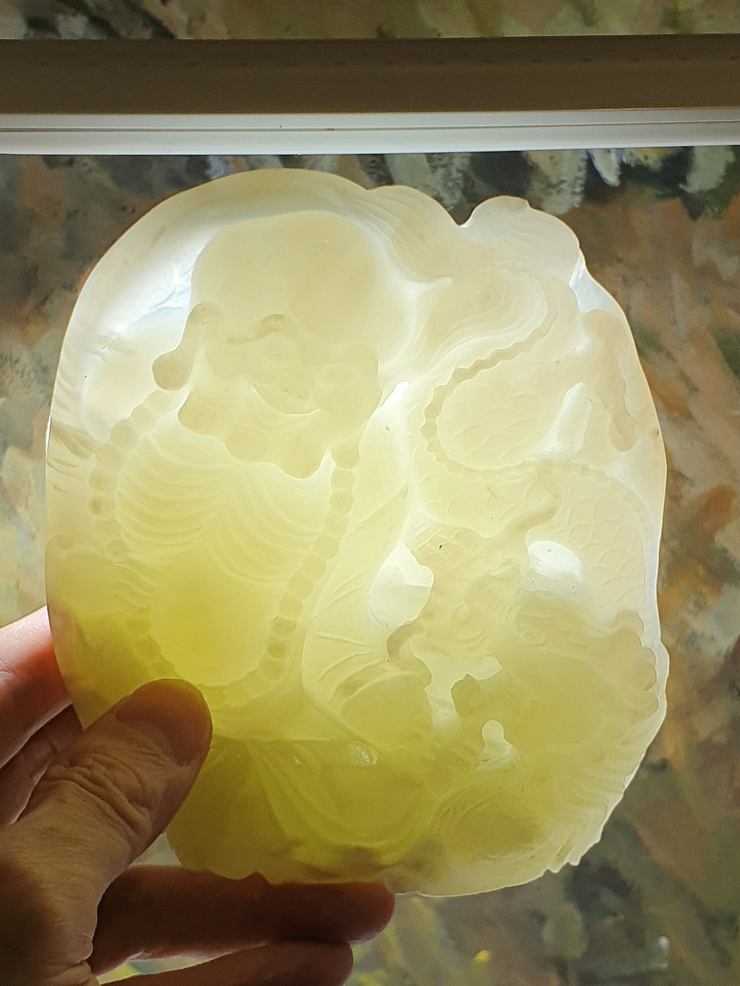 Rare premium large size Nephrite warm white Mahakasyapa (Ji Gong) & dragon Jade carvings (with certificate) 和田玉暖白降龙罗汉(济公)摆件带证书