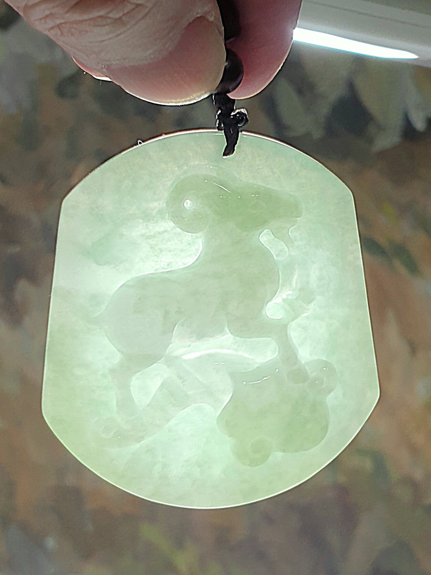 Premium Type A Jadeite light green Goat and Ruyi Jade pendant (with certificate) 翡翠淡绿吉祥如意(羊、如意)吊坠(带证书)