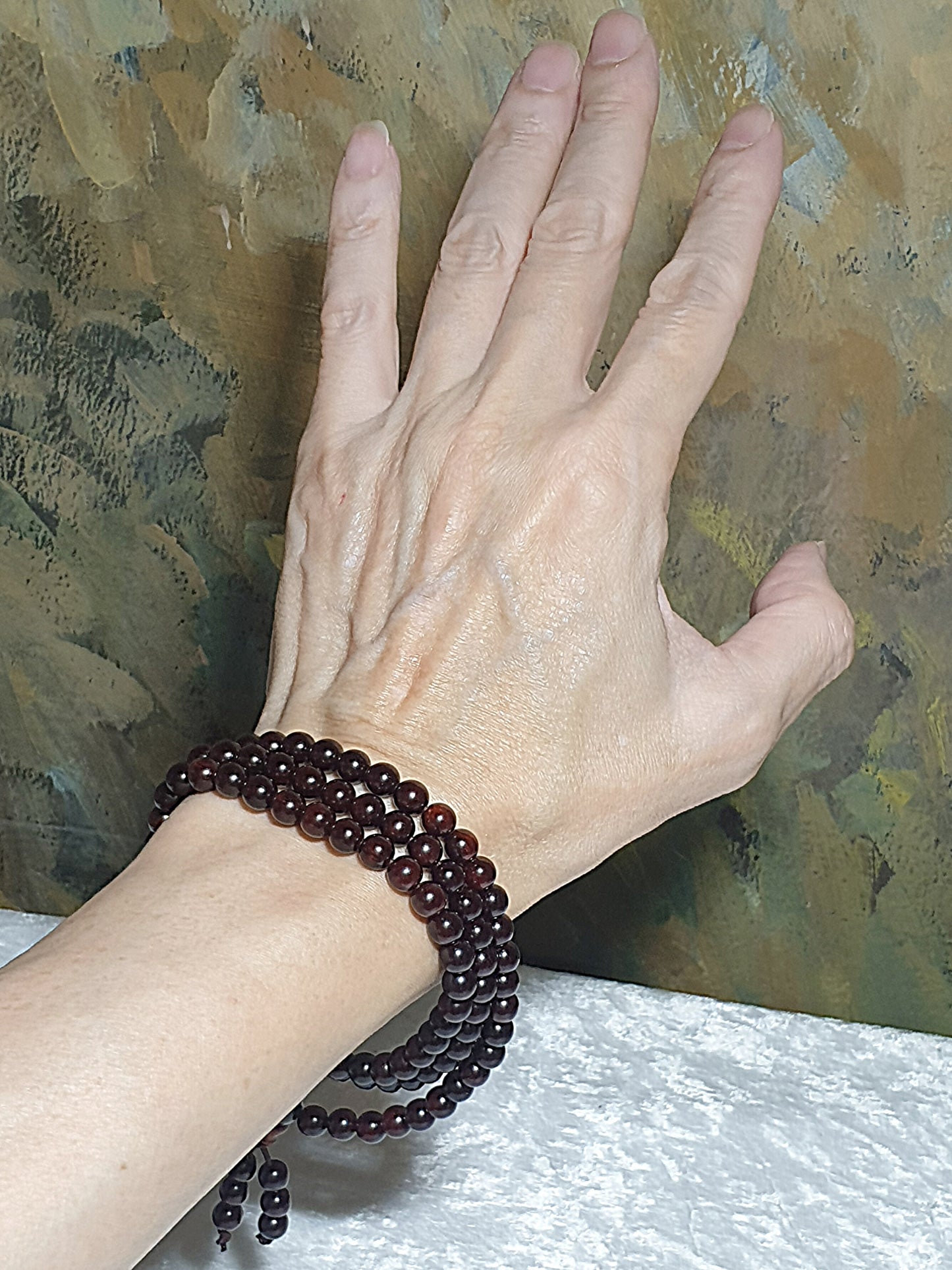 6mm+ Premium aged Indian Red Sandalwood wine red 108 mala necklace/multiple loops bracelet 印度小叶紫檀酒红老料108念珠/项链/多圈手链 #2