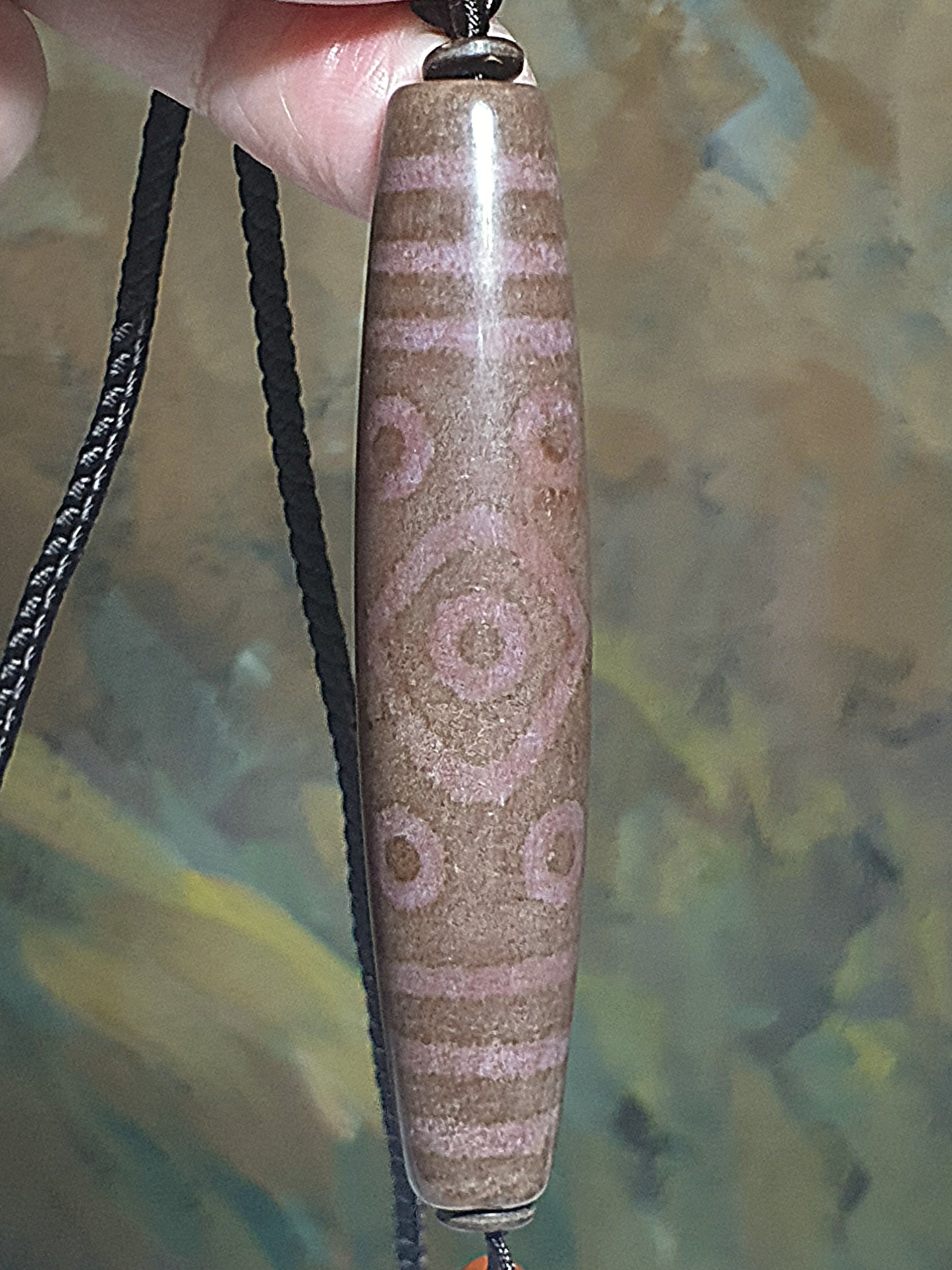 78.5mm XL Aged Tibetan Xang Xung (Zhang Zhung) 11-Eye Dzi with lots of fine red spots (with certificate) 78.5毫米特大号西藏老矿象雄满朱砂十一眼天珠(带证书)