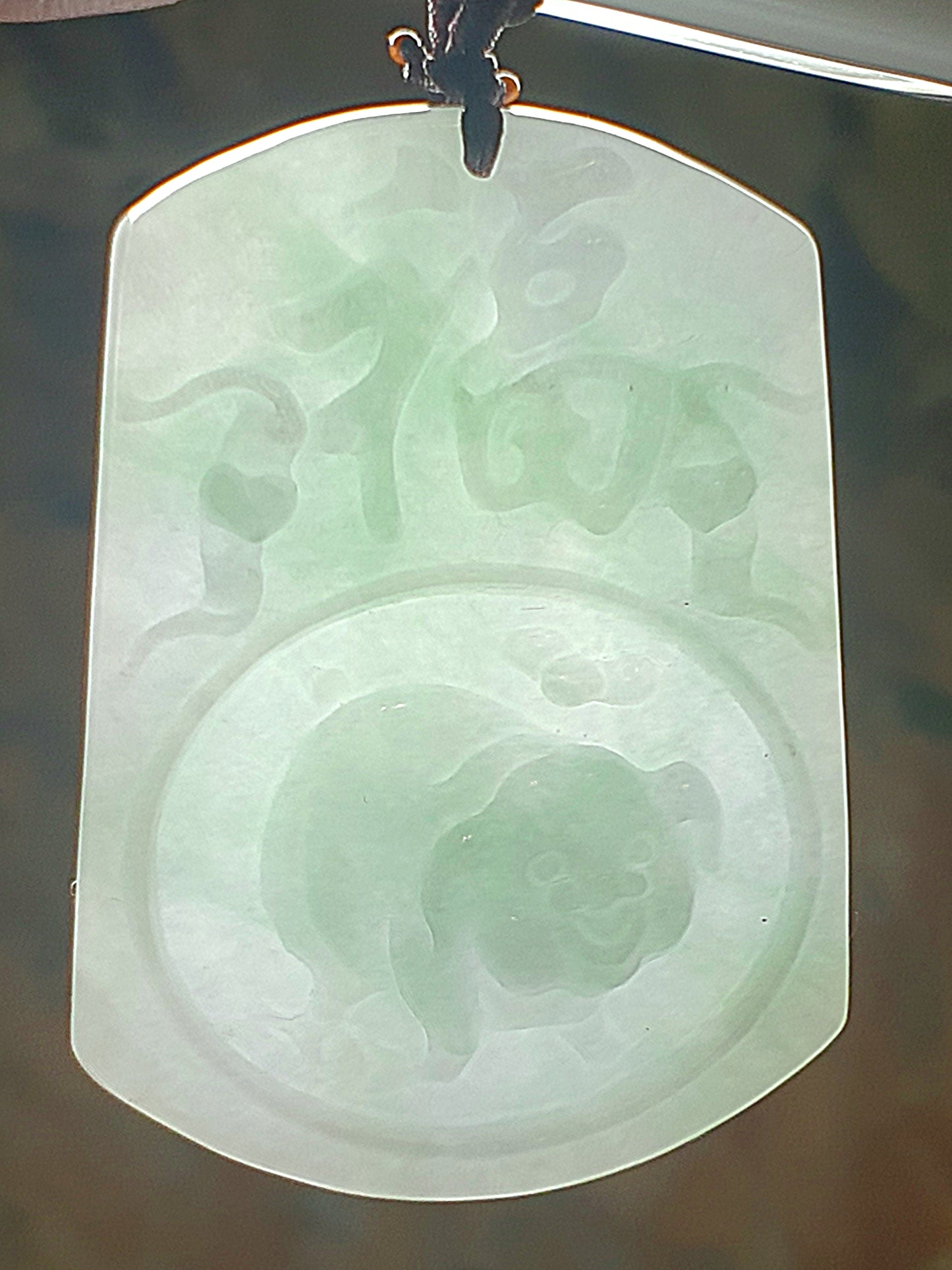 Premium Type A Jadeite light bluish green Lucky Pig pendant (with certificate) 优质翡翠淡蓝绿福猪吊坠(带证书)