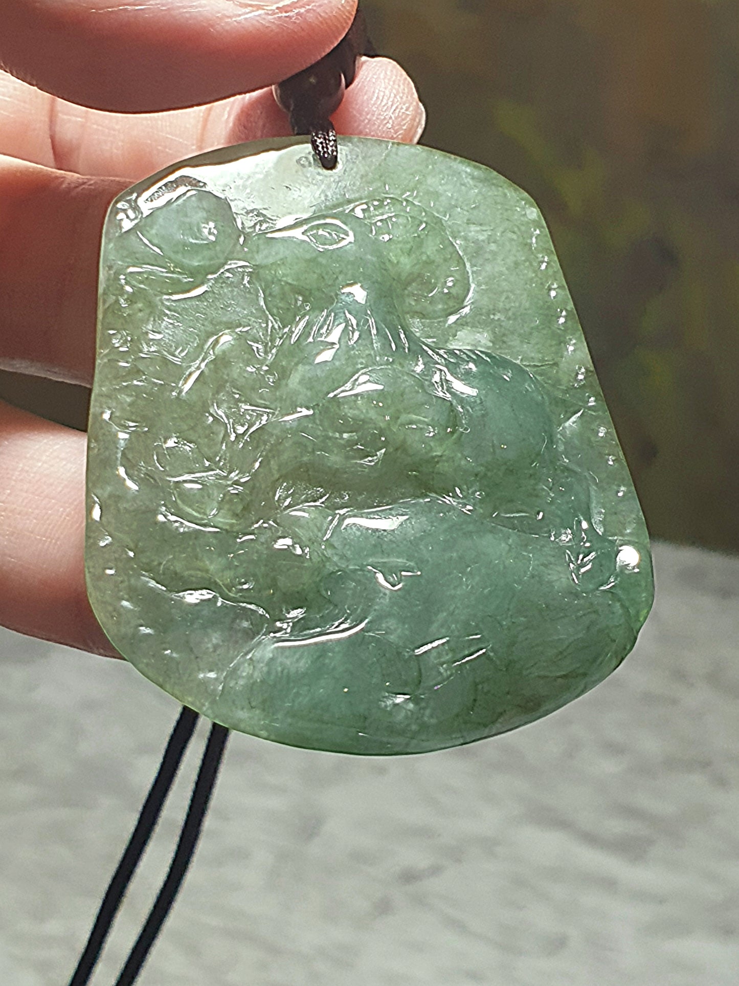 Premium Type A Jadeite Icy light green Goat Jade pendant (with certificate) 翡翠冰种淡绿山羊吊坠(带证书)
