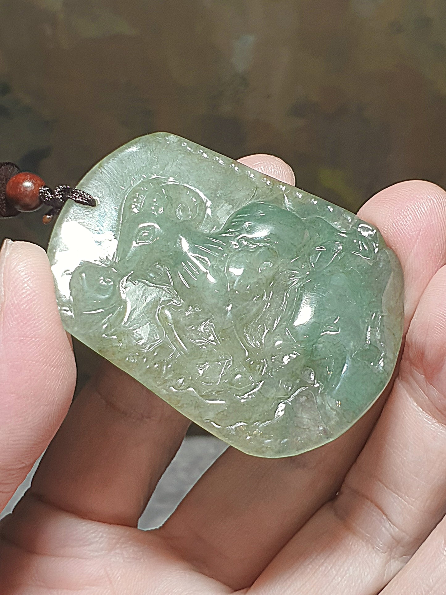 Premium Type A Jadeite Icy light green Goat Jade pendant (with certificate) 翡翠冰种淡绿山羊吊坠(带证书)
