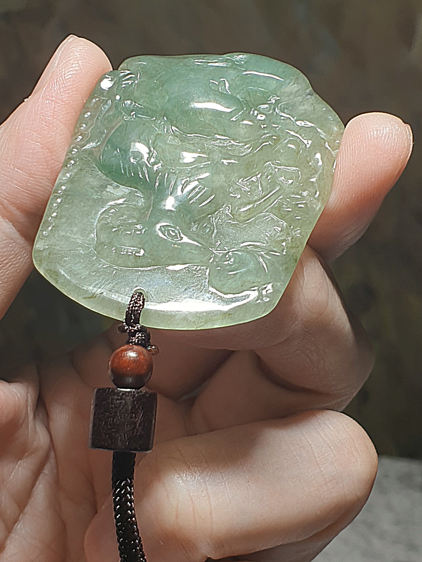 Premium Type A Jadeite Icy light green Goat Jade pendant (with certificate) 翡翠冰种淡绿山羊吊坠(带证书)