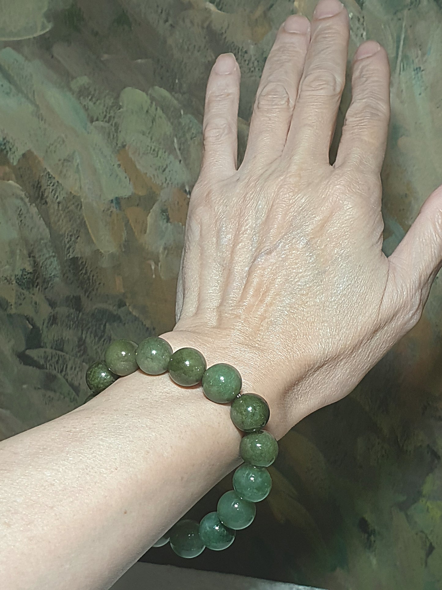 Premium 13.5mm Type A Yellow Jadeite light greenish bracelet 优质翡翠A货黃翡浅绿手链