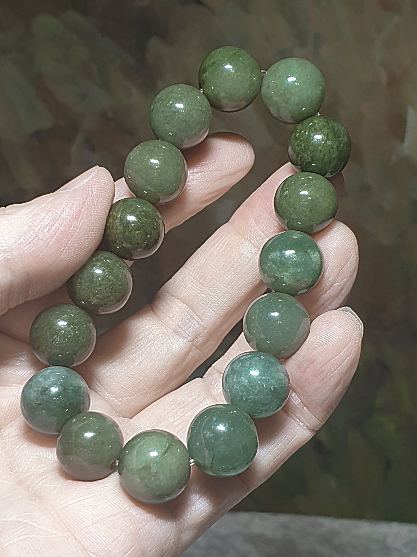 Premium 13.5mm Type A Yellow Jadeite light greenish bracelet 优质翡翠A货黃翡浅绿手链