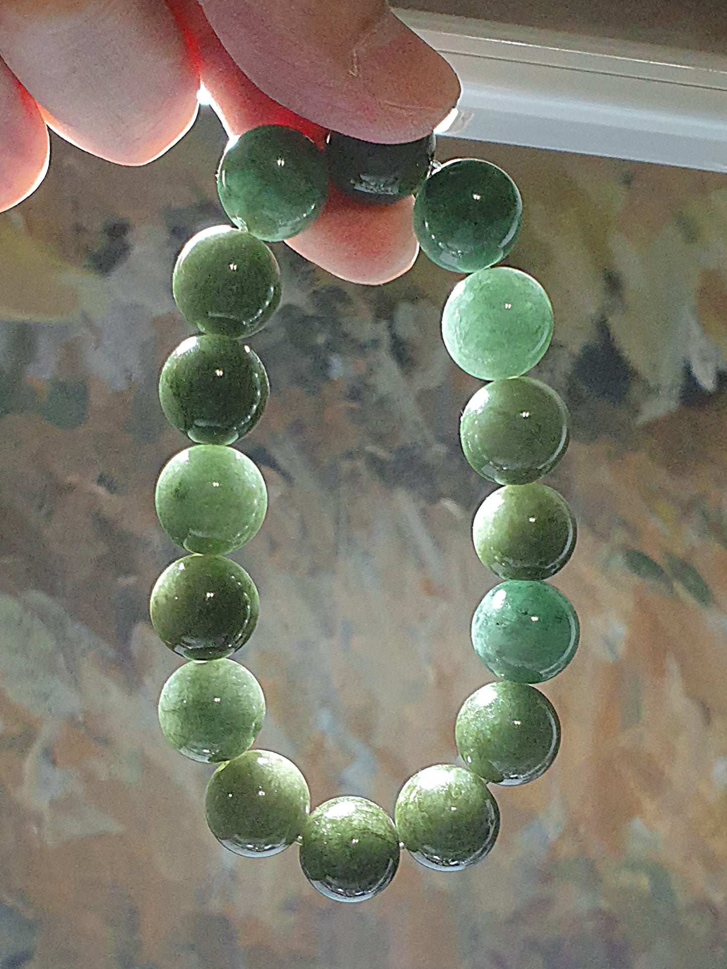 Premium 13.5mm Type A Yellow Jadeite light greenish bracelet 优质翡翠A货黃翡浅绿手链