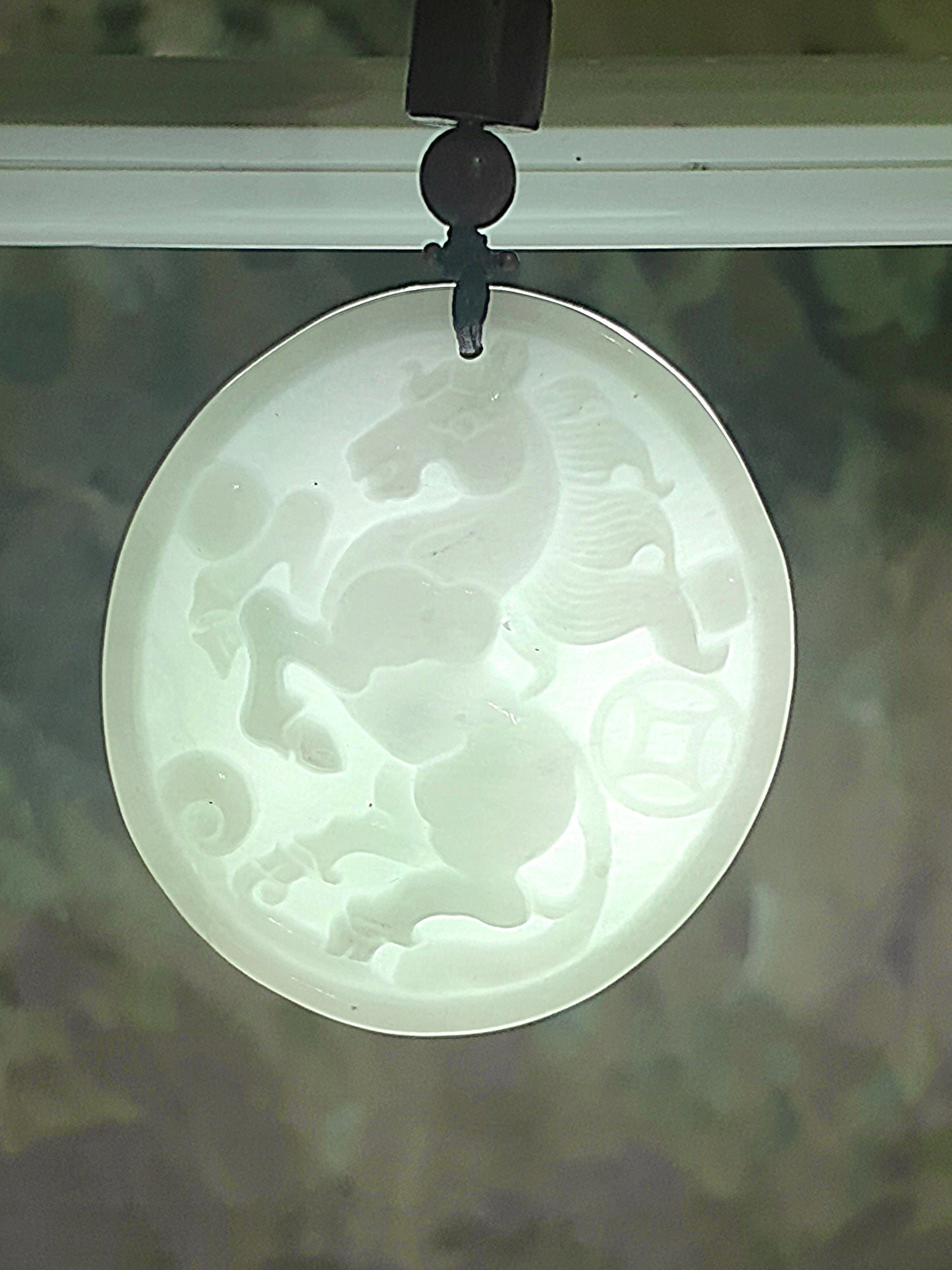 Type A Jadeite light green Horse and Ancient Coin Jade pendant (with certificate) 翡翠淡绿马上有钱(骏马、铜钱)吊坠(带证书)