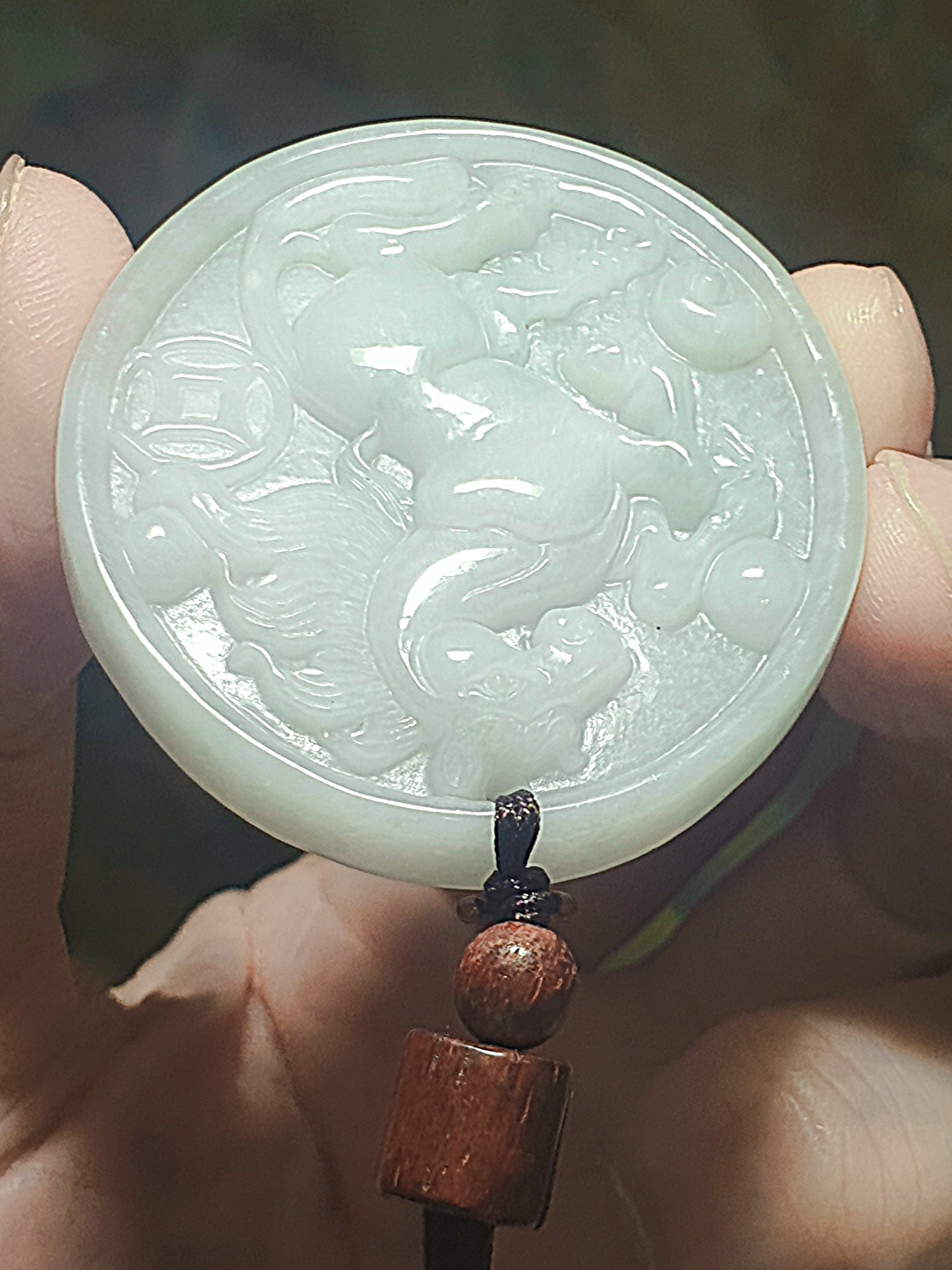 Type A Jadeite light green Horse and Ancient Coin Jade pendant (with certificate) 翡翠淡绿马上有钱(骏马、铜钱)吊坠(带证书)