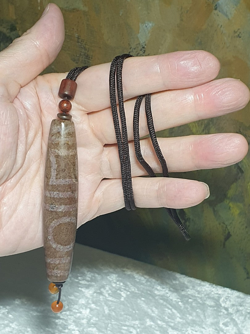 Rare large size 80mm aged Tibetan Xang Xung (Zhang Zhung) double Heaven and Earth Dzi with a lot of tiny red spots (with certificate) 罕见大尺寸80毫米西藏老矿象雄满细朱砂双天地天珠(带证书)