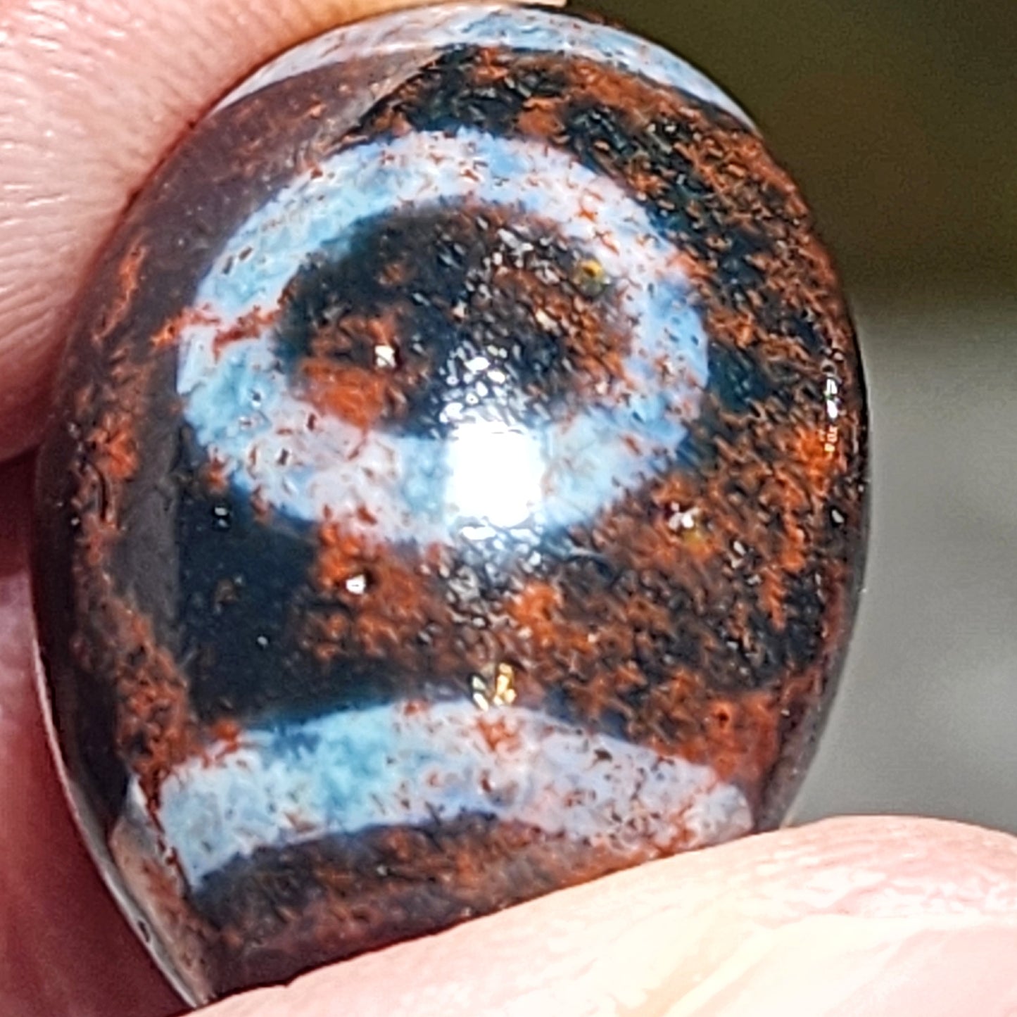 19.2mm Aged Tibetan Xang Xung (Zhang Zhung) Heaven & Earth Da Luo Dzi pendant with red spots (with certificate) 藏传老矿象雄朱砂天地达洛天珠(带证书送项链绳)