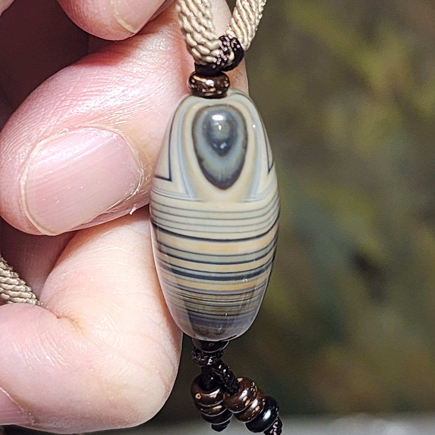 25.6mm Premium Tibetan Sardonyx natural eyes natural pattern Heaven and Earth Dzi pendant 精品藏传缠丝玛瑙天眼天然纹路天地天珠