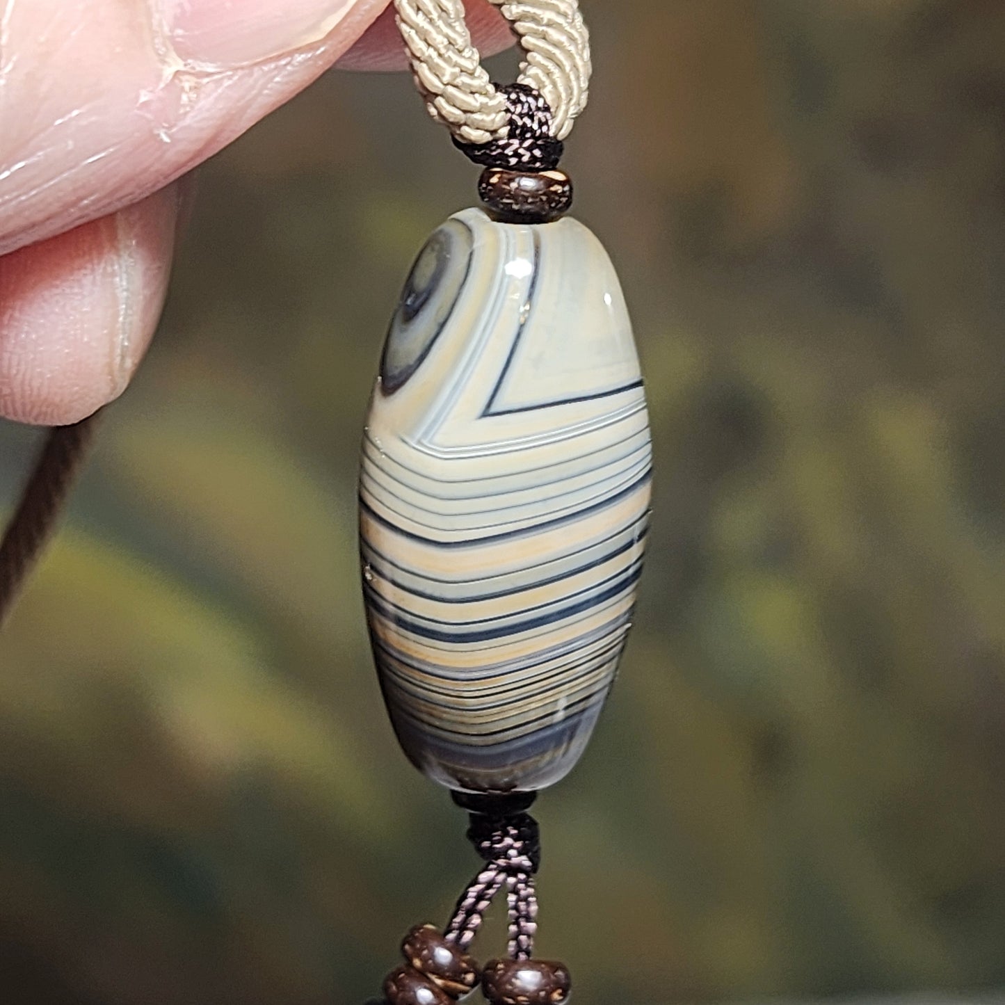 25.6mm Premium Tibetan Sardonyx natural eyes natural pattern Heaven and Earth Dzi pendant 精品藏传缠丝玛瑙天眼天然纹路天地天珠
