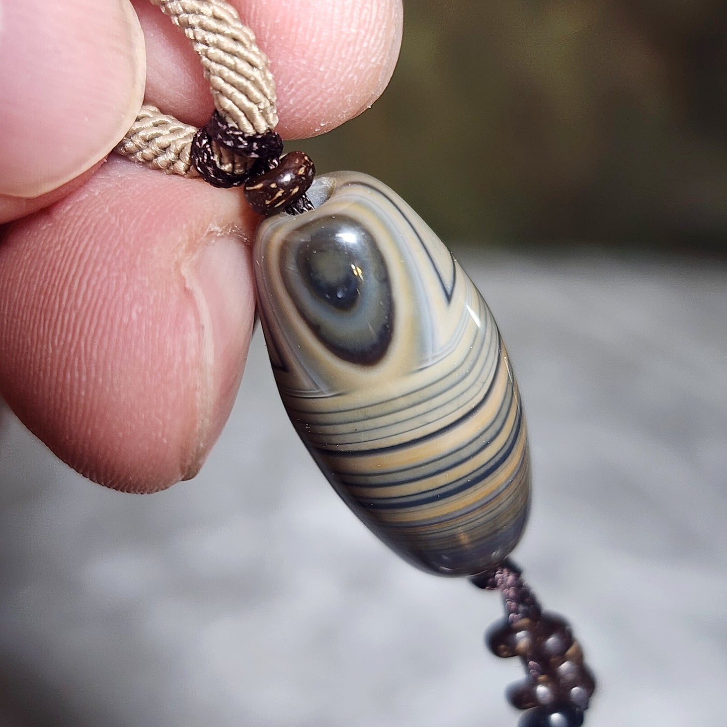 25.6mm Premium Tibetan Sardonyx natural eyes natural pattern Heaven and Earth Dzi pendant 精品藏传缠丝玛瑙天眼天然纹路天地天珠