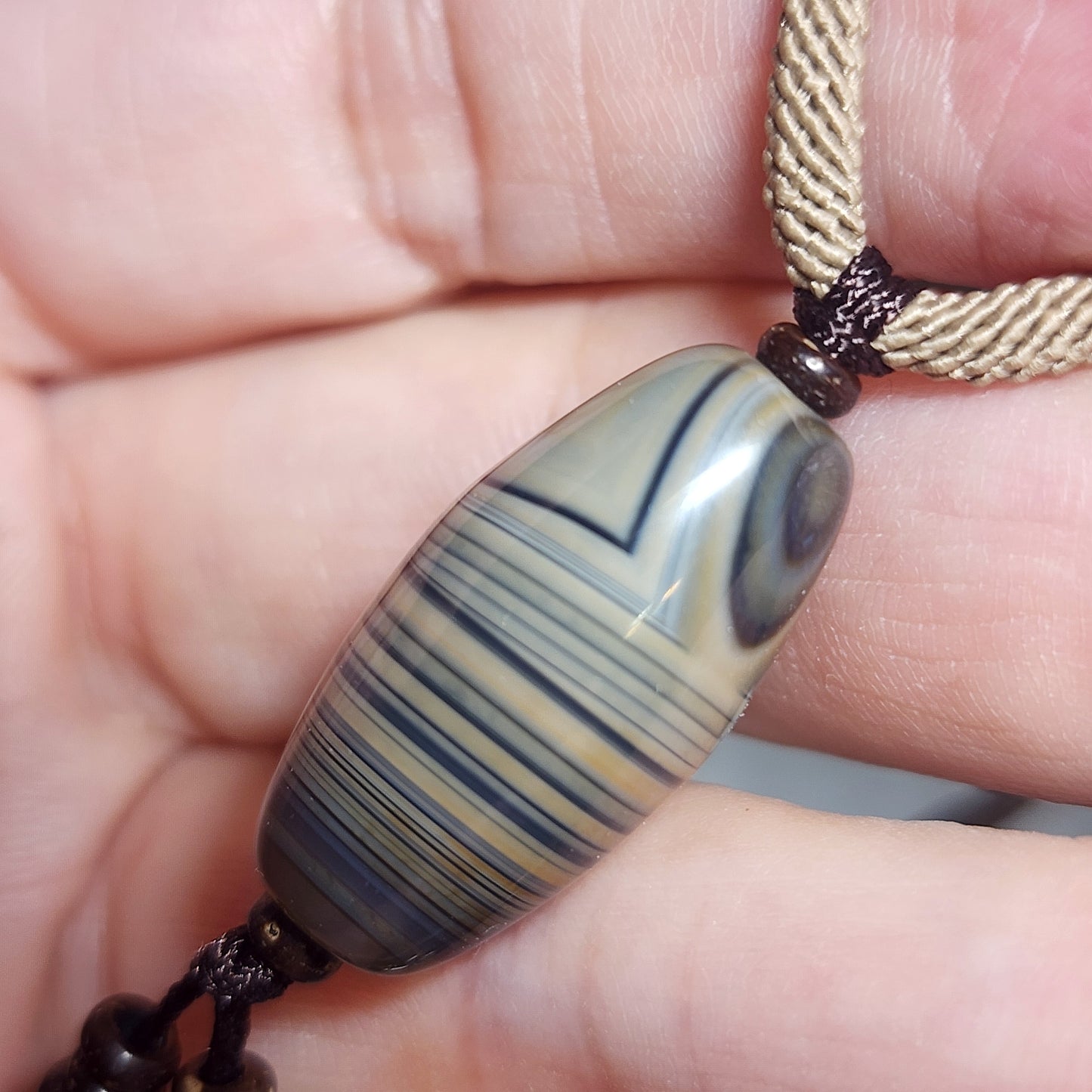 25.6mm Premium Tibetan Sardonyx natural eyes natural pattern Heaven and Earth Dzi pendant 精品藏传缠丝玛瑙天眼天然纹路天地天珠