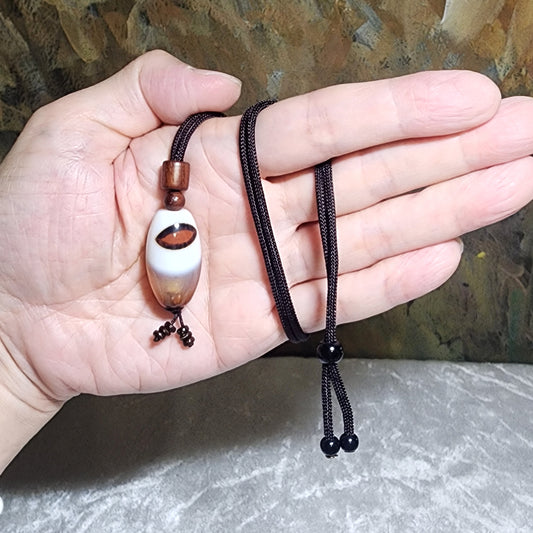 29.6mm Premium Tibetan Sardonyx Natural Eye Buddha Eye Dzi pendant 精品藏传缠丝玛瑙天眼佛眼红财神天珠