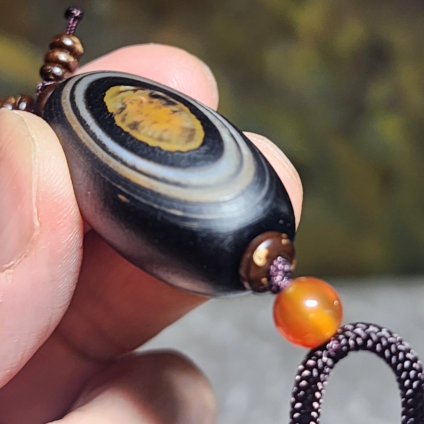 36.3mm Tibetan Sardonyx Natural Eye 1 Eye Buddha Eye Da Luo Dzi pendant [Natural Crystal] 藏传天然缠丝玛瑙天眼一眼佛眼达洛天珠吊坠