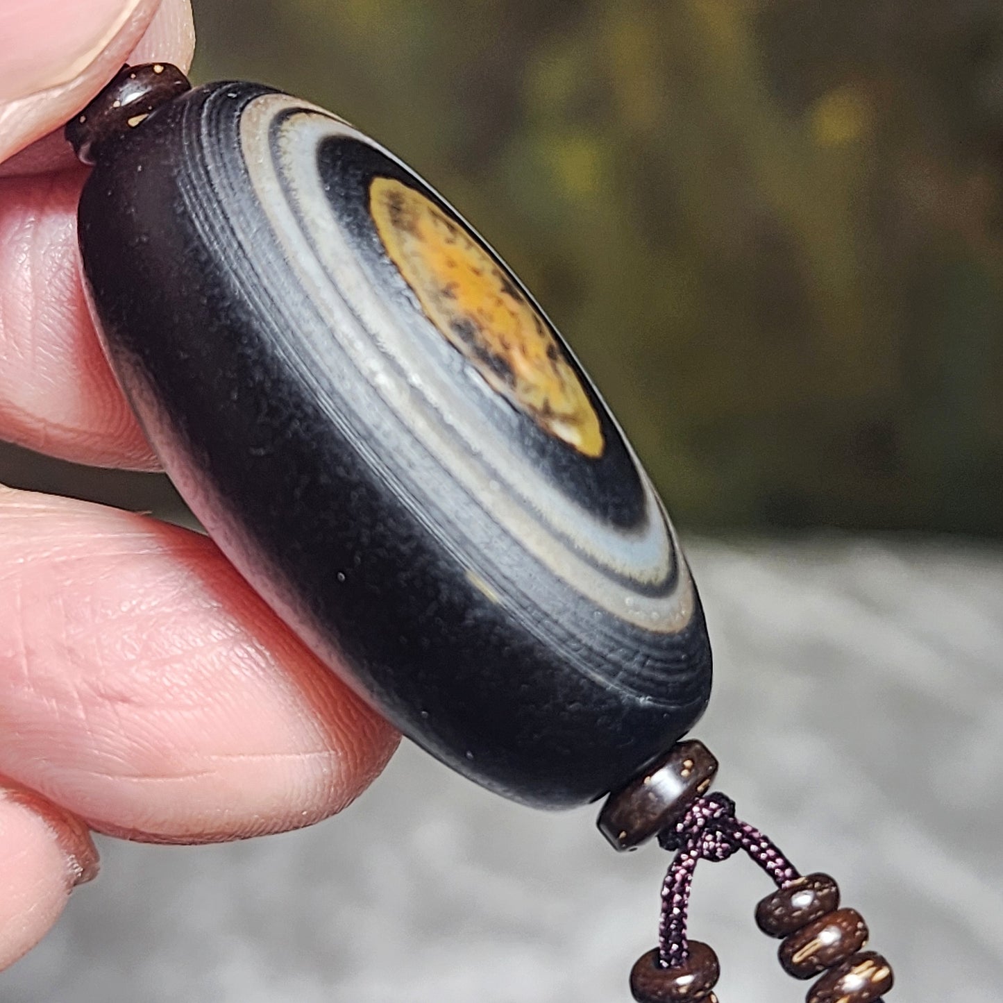 36.3mm Tibetan Sardonyx Natural Eye 1 Eye Buddha Eye Da Luo Dzi pendant [Natural Crystal] 藏传天然缠丝玛瑙天眼一眼佛眼达洛天珠吊坠