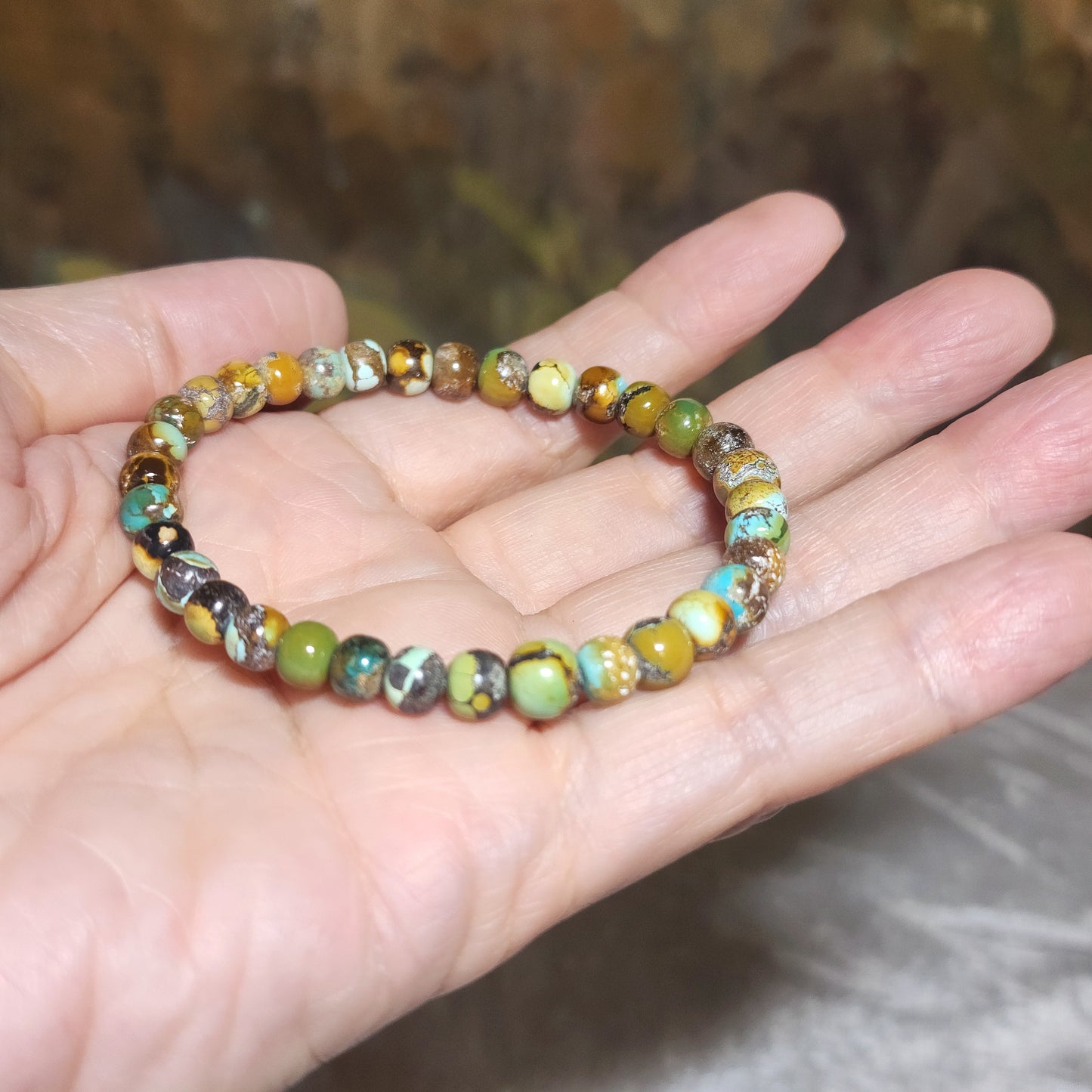 6.5mm Premium natural untreated Hubei Turquoise tangsancai apple shape beads bracelet  精品天然原矿湖北松石高瓷唐三彩苹果珠手链 #2