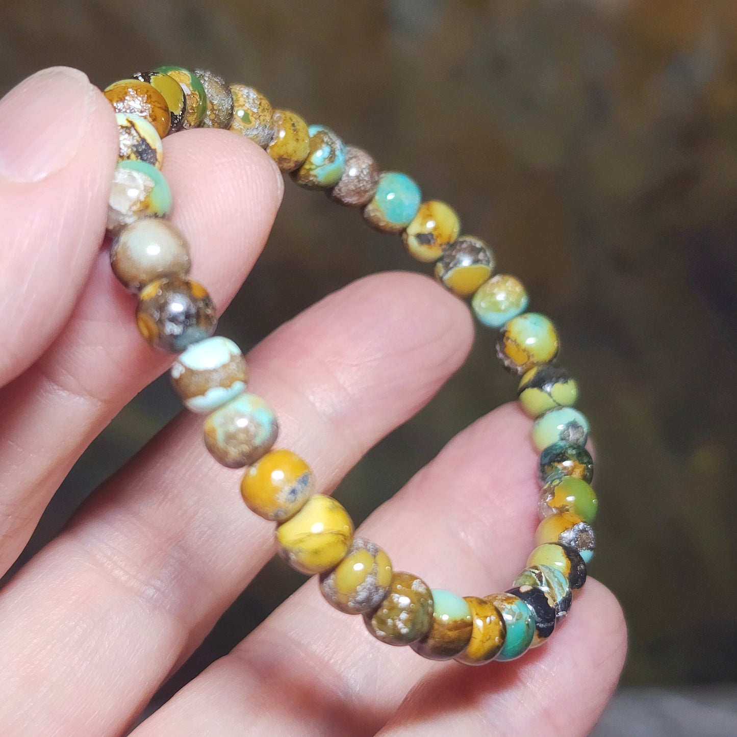 6.5mm Premium natural untreated Hubei Turquoise tangsancai apple shape beads bracelet  精品天然原矿湖北松石高瓷唐三彩苹果珠手链 #2